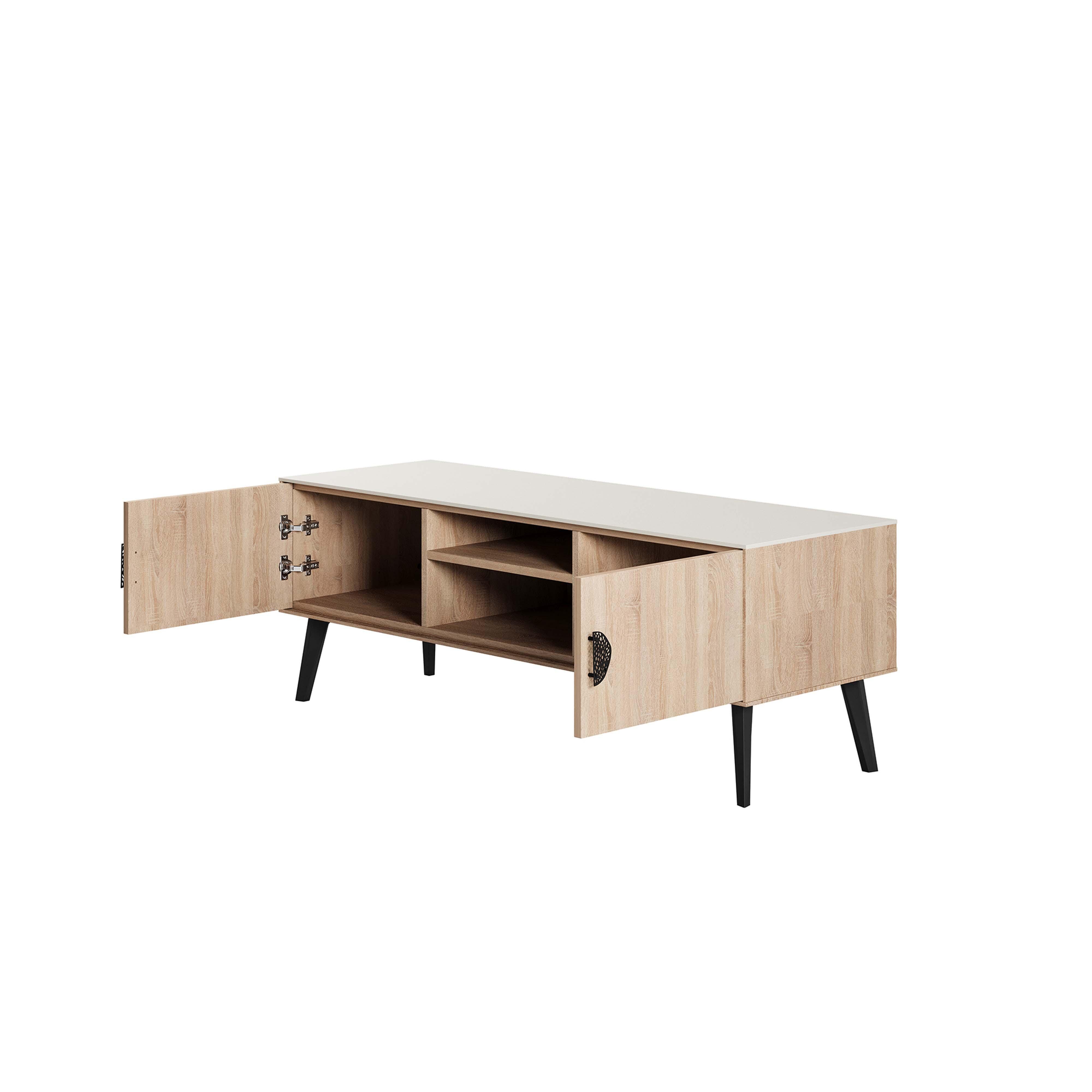 Manhattan Comfort Haley 55.10" TV Stand, Natural, large