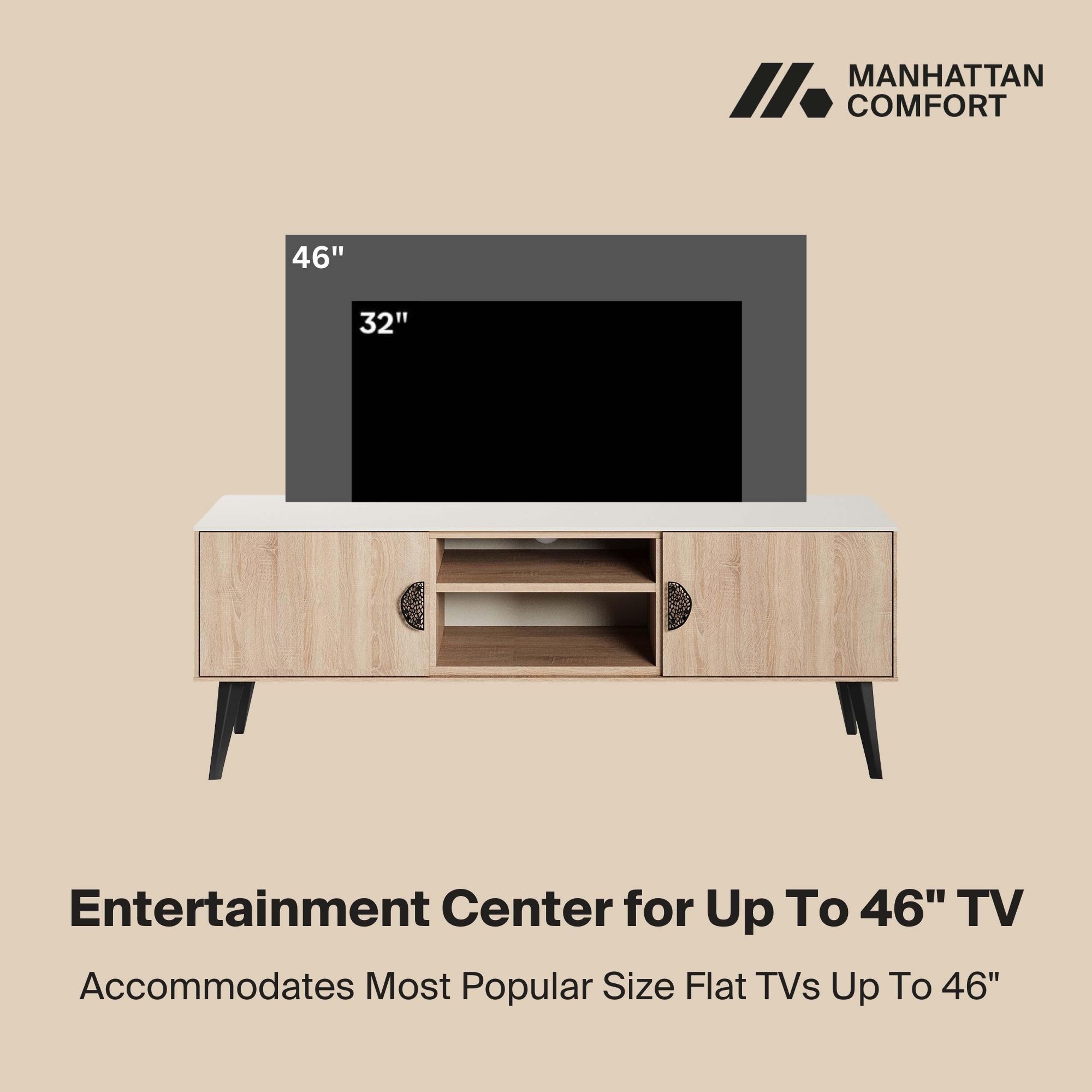 Manhattan Comfort Haley 55.10" TV Stand, Natural, large