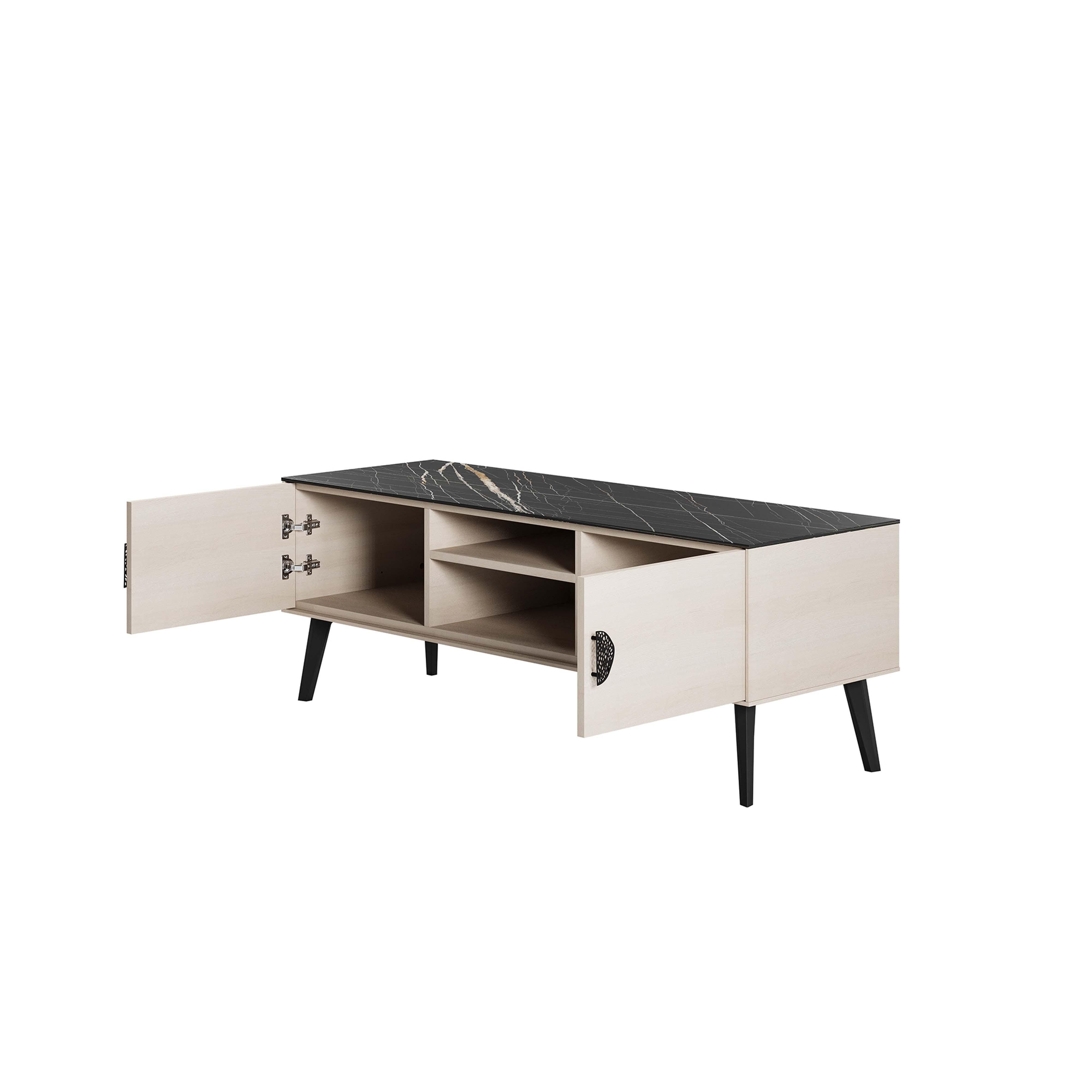 Manhattan Comfort Haley 55.10" TV Stand, White/Black, large
