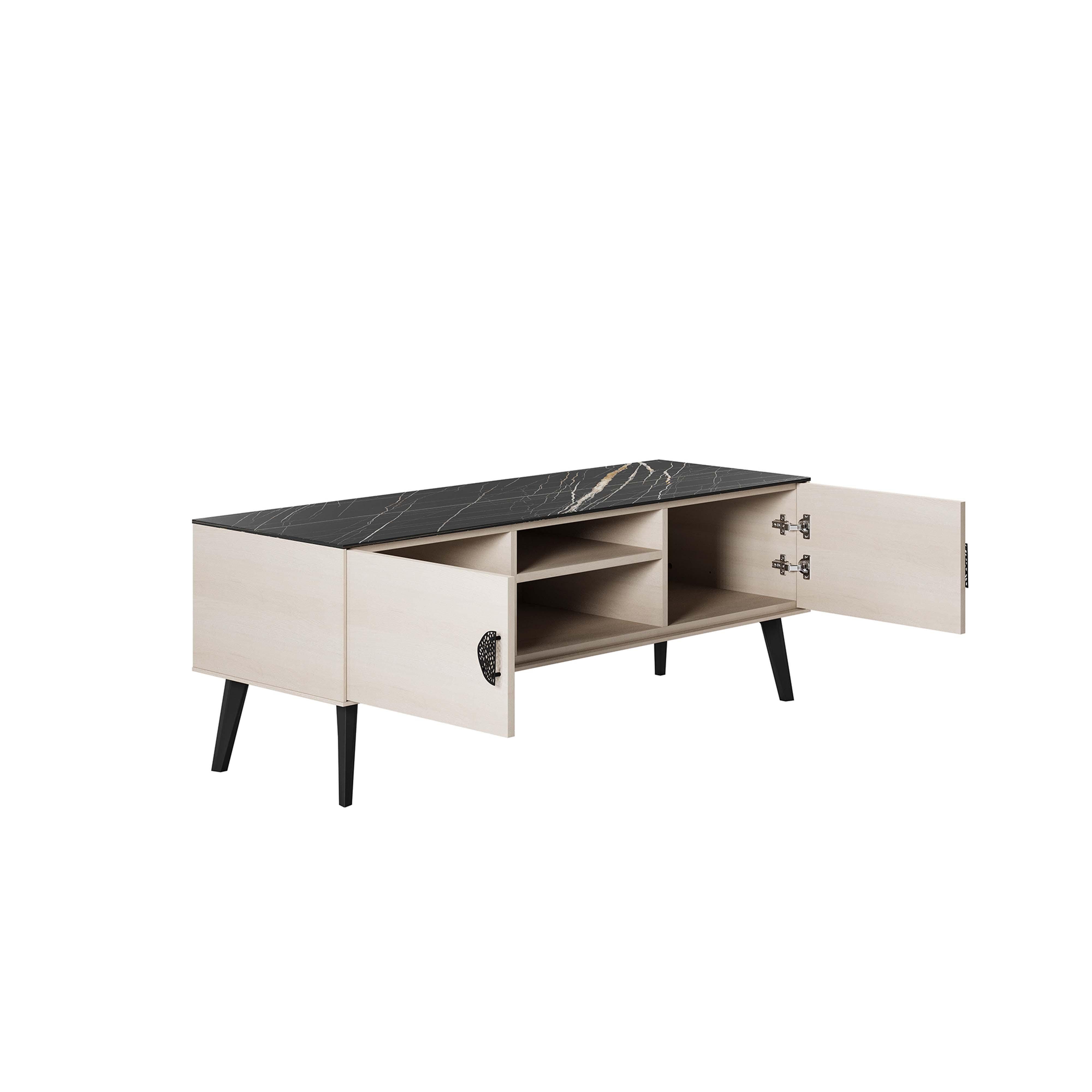 Manhattan Comfort Haley 55.10" TV Stand, White/Black, large