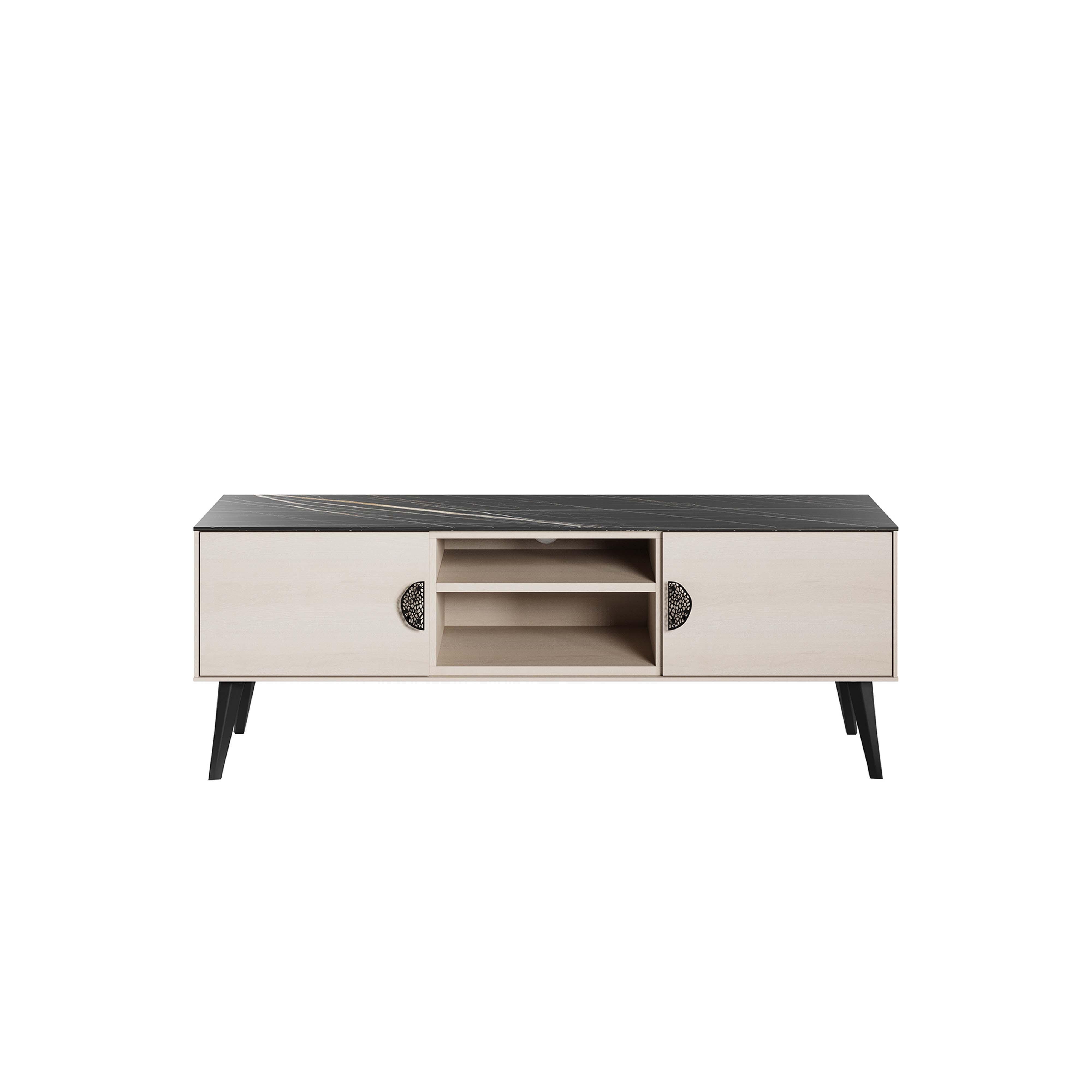 Manhattan Comfort Haley 55.10" TV Stand, White/Black, large