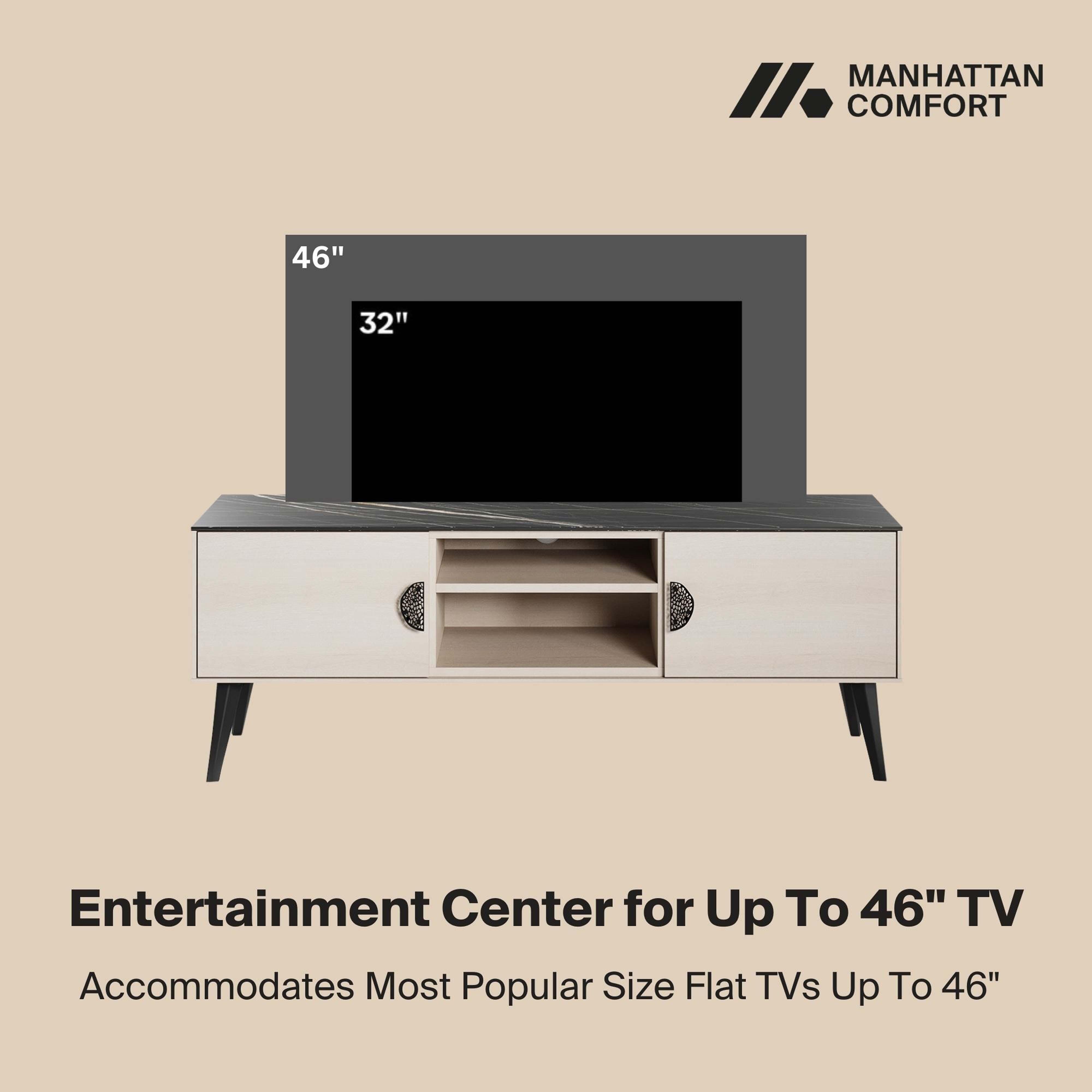 Manhattan Comfort Haley 55.10" TV Stand, White/Black, large