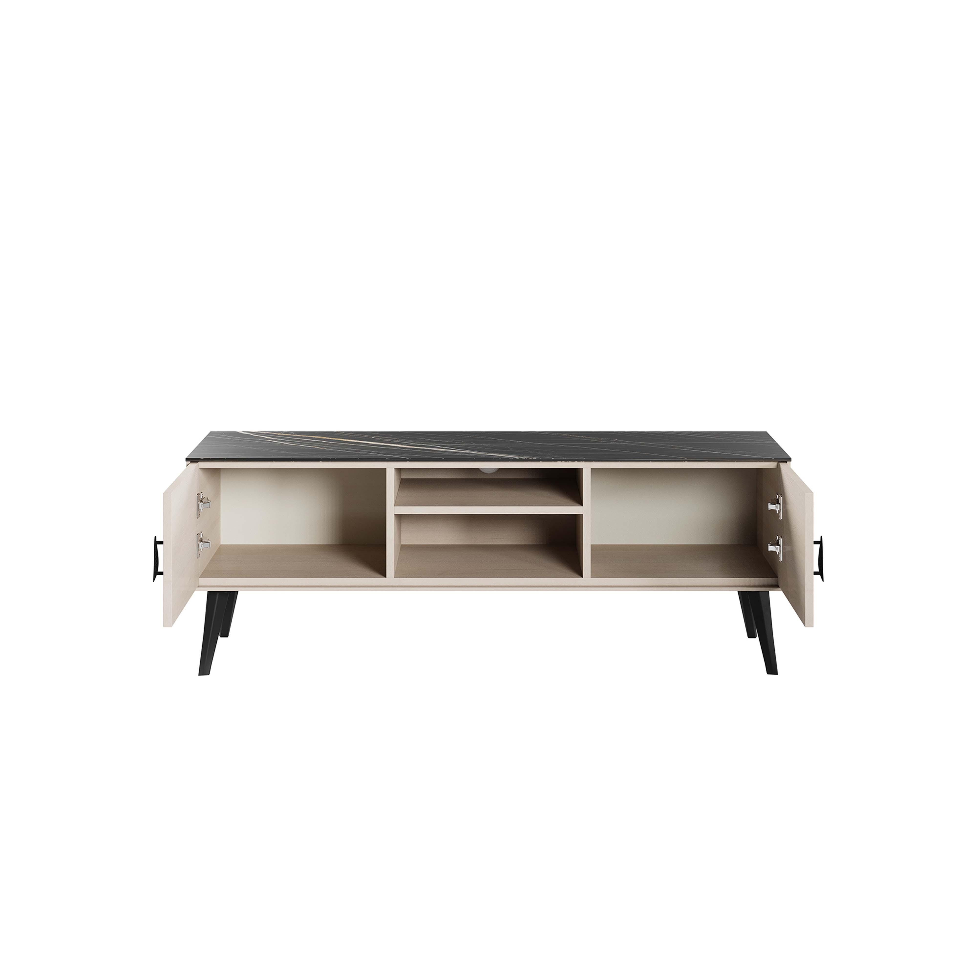 Manhattan Comfort Haley 55.10" TV Stand, White/Black, large