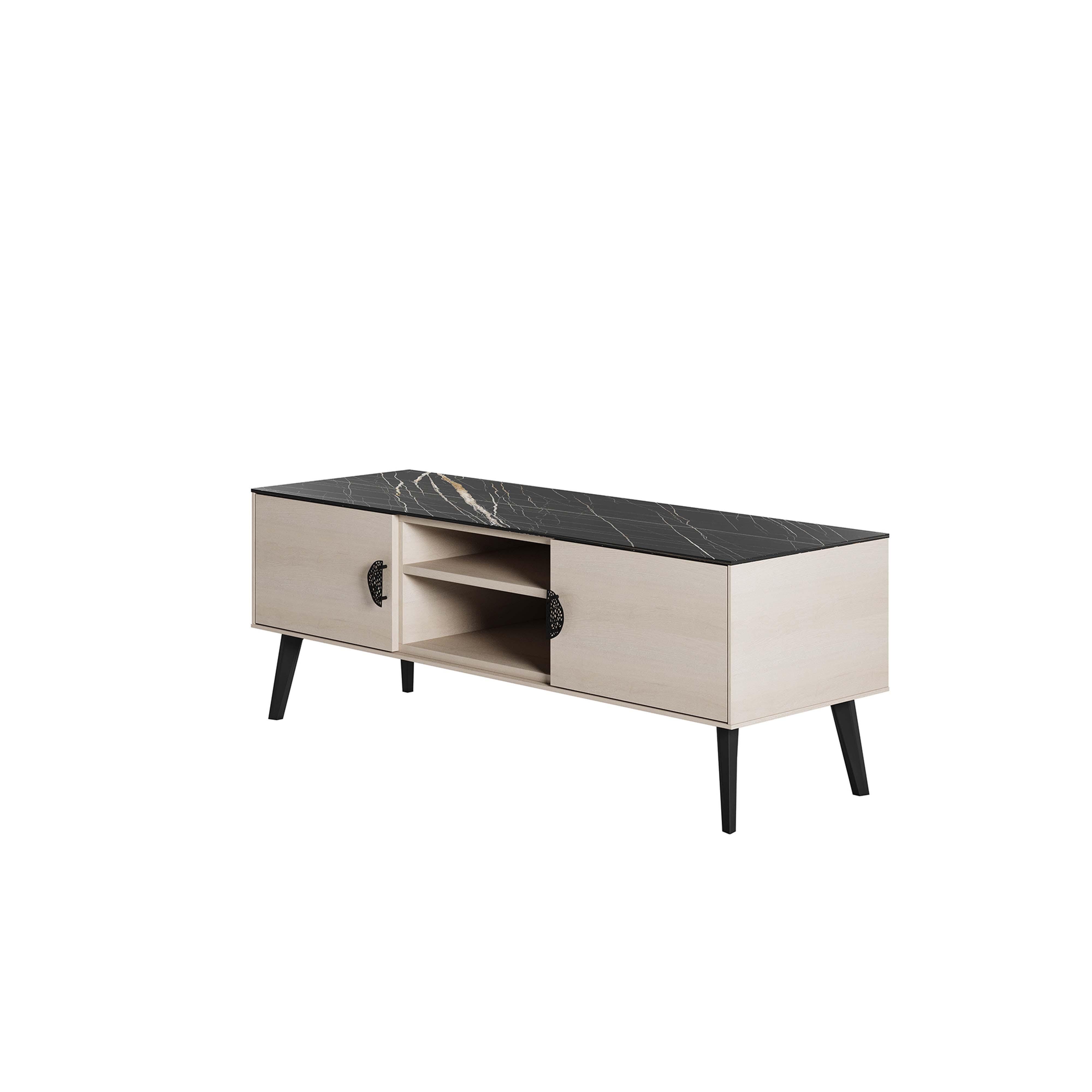 Manhattan Comfort Haley 55.10" TV Stand, White/Black, large