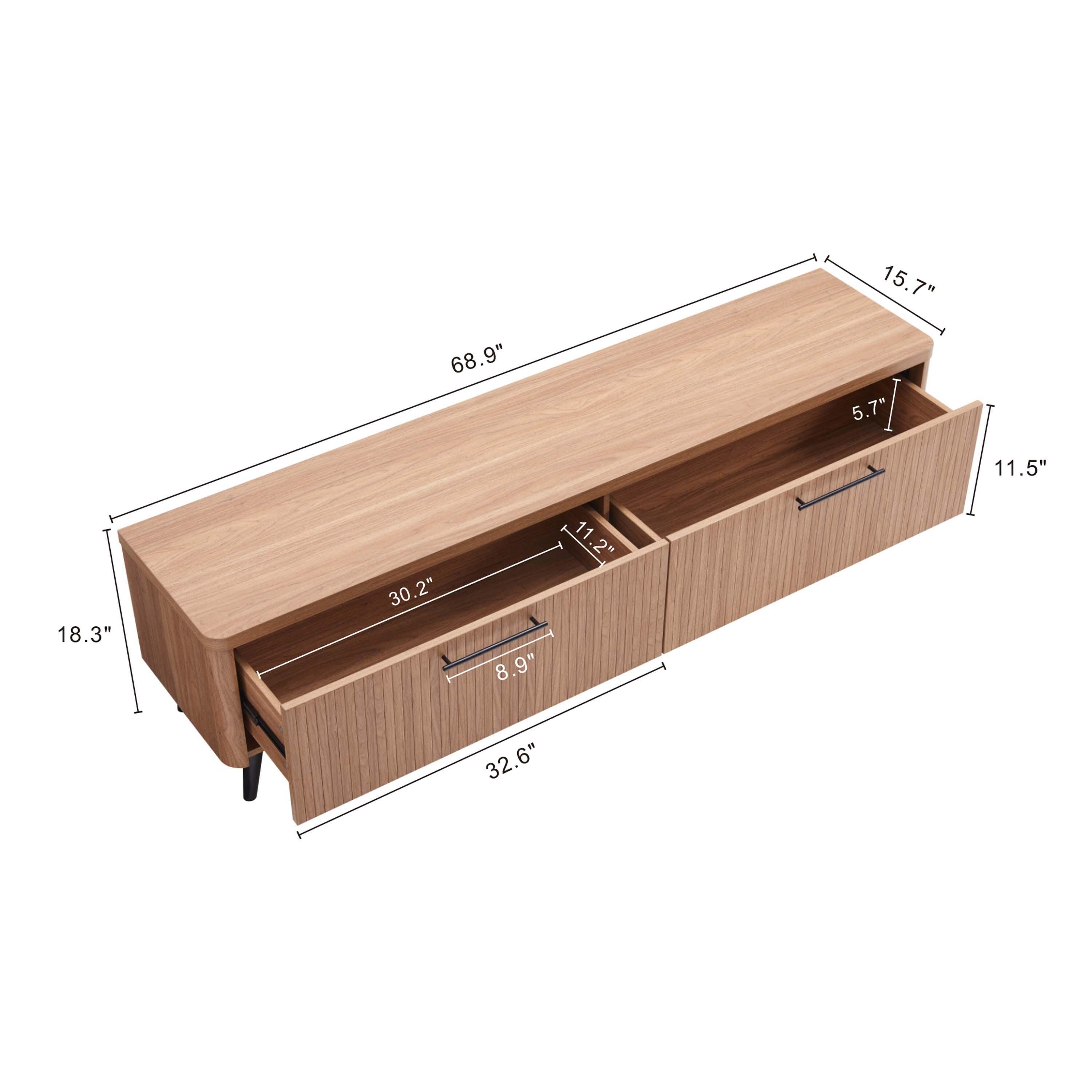 Manhattan Comfort Jodie 68.9" TV Stand, Maple, large