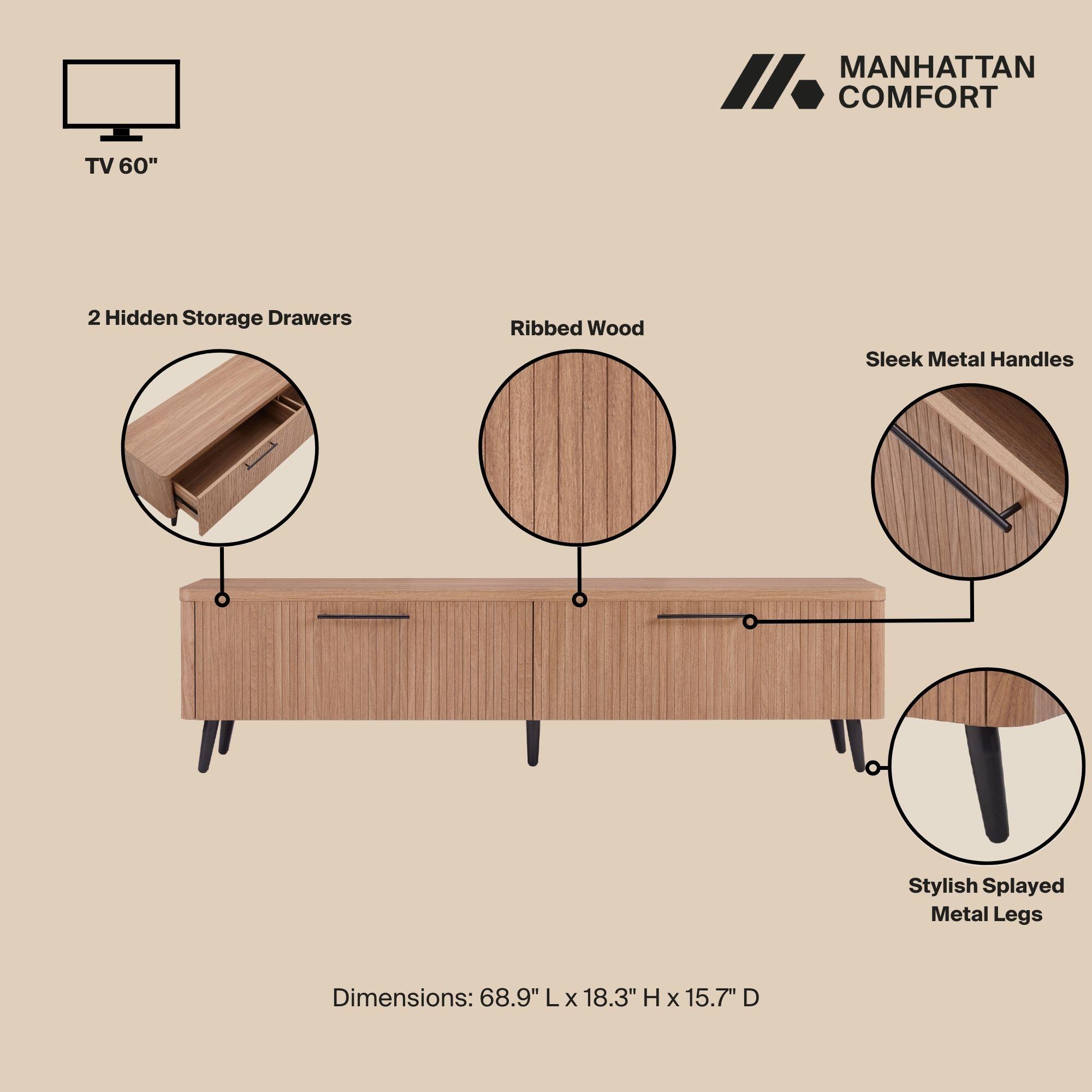 Manhattan Comfort Jodie 68.9" TV Stand, Maple, large