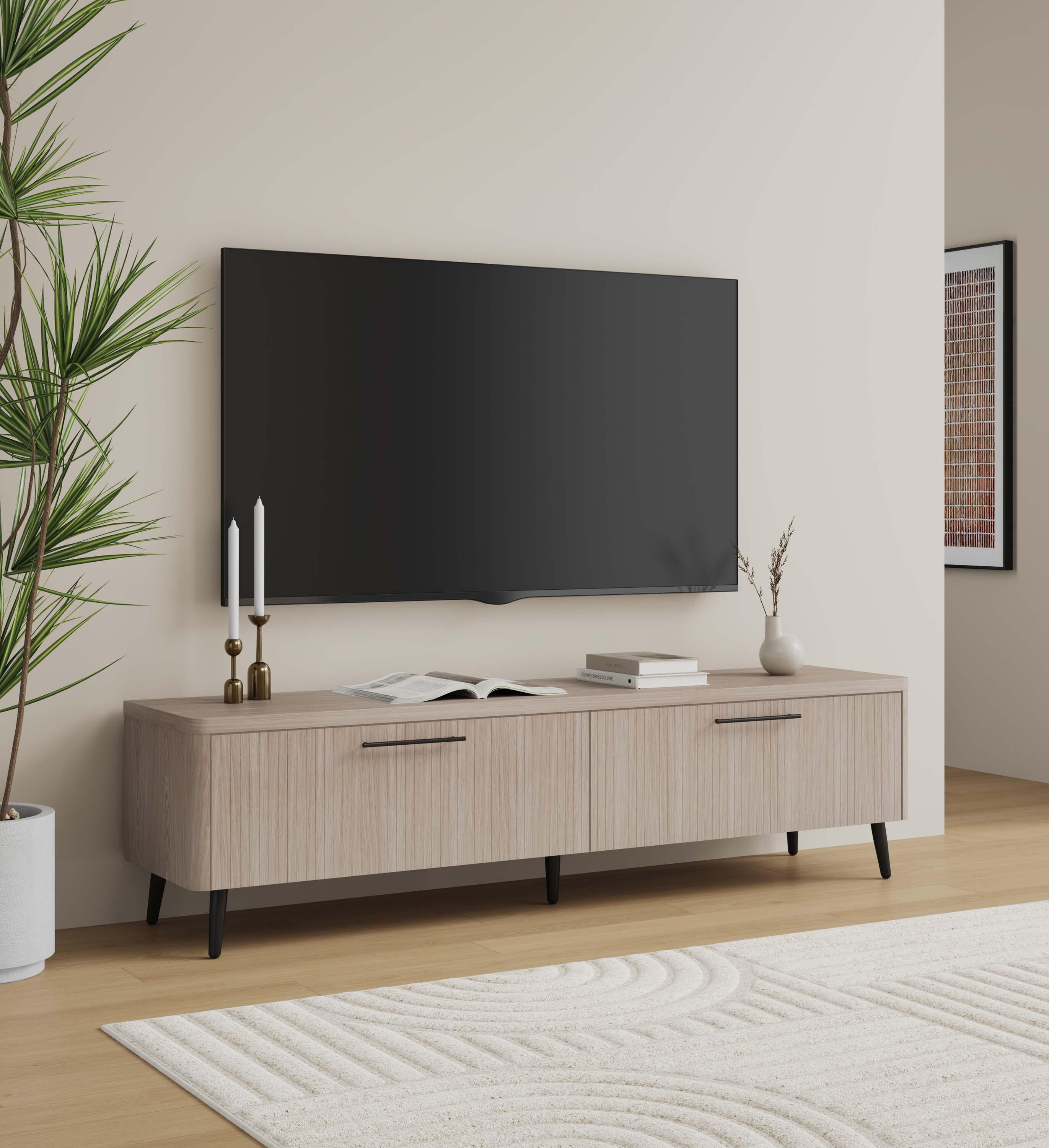 Manhattan Comfort Jodie 68.9" TV Stand, White Washed Oak, rollover