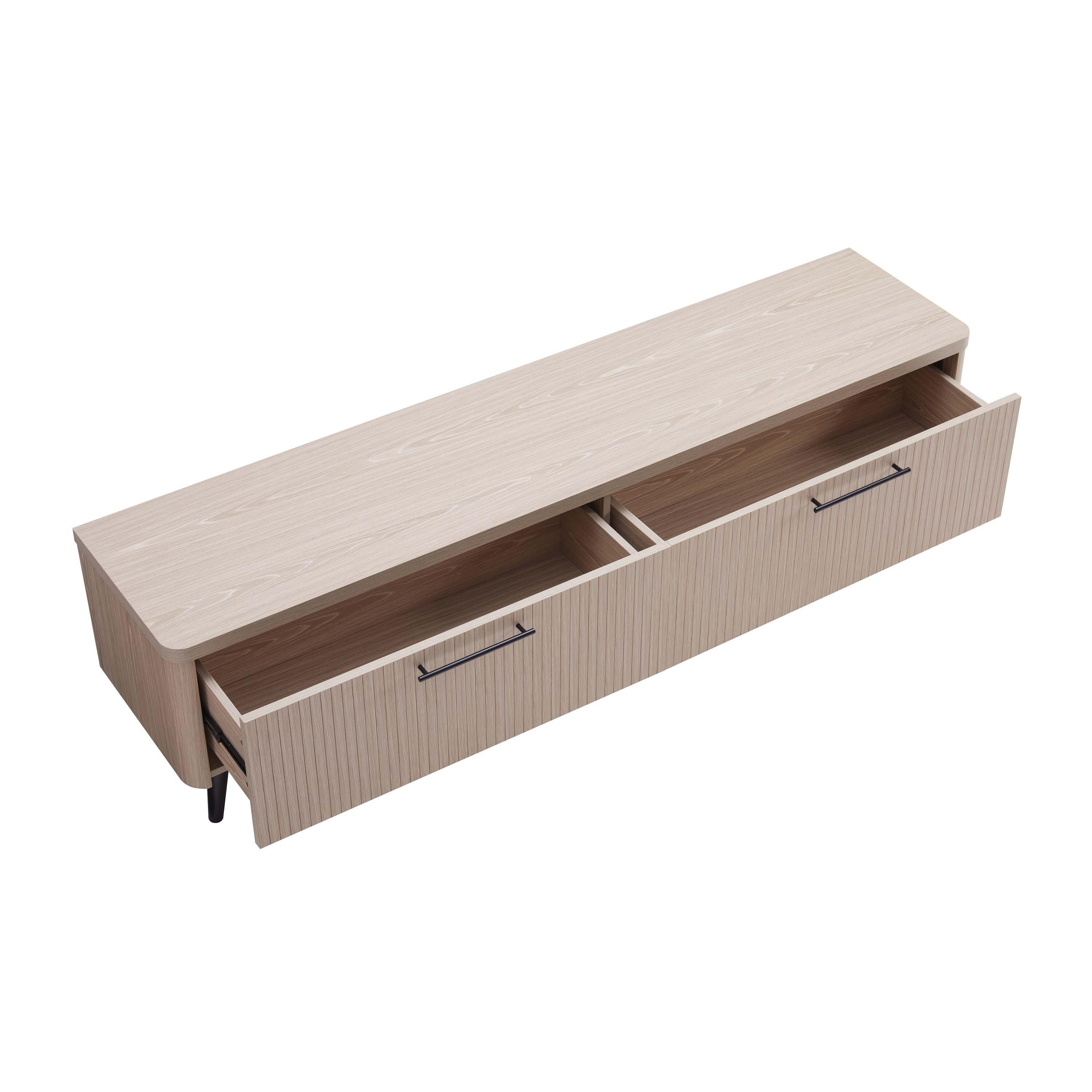 Manhattan Comfort Jodie 68.9" TV Stand, White Washed Oak, large