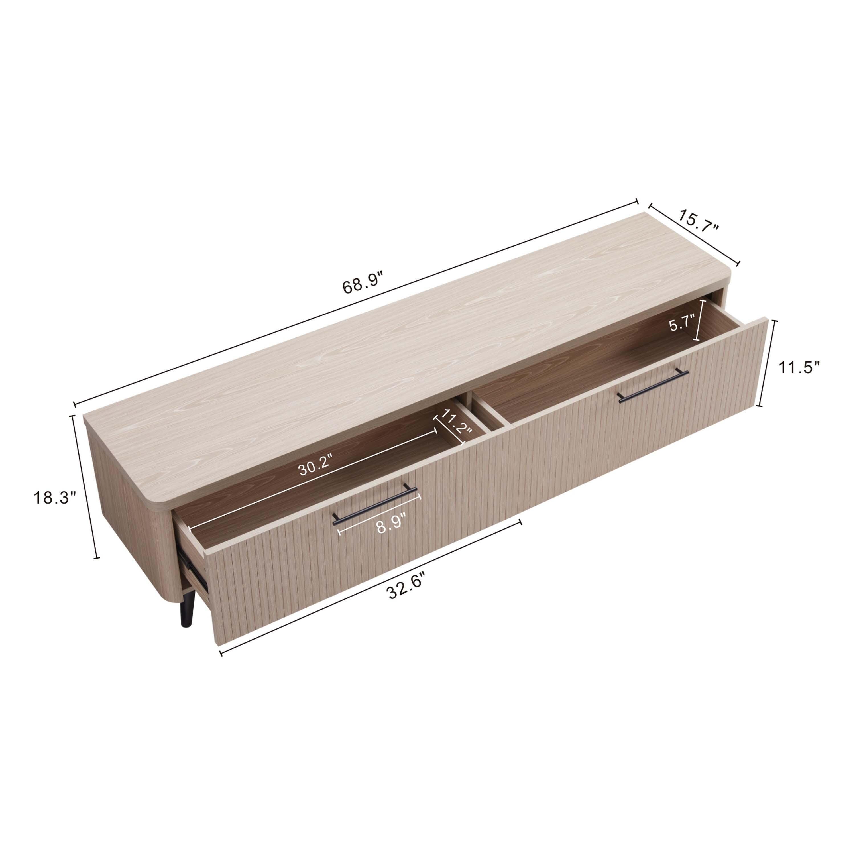Manhattan Comfort Jodie 68.9" TV Stand, White Washed Oak, large