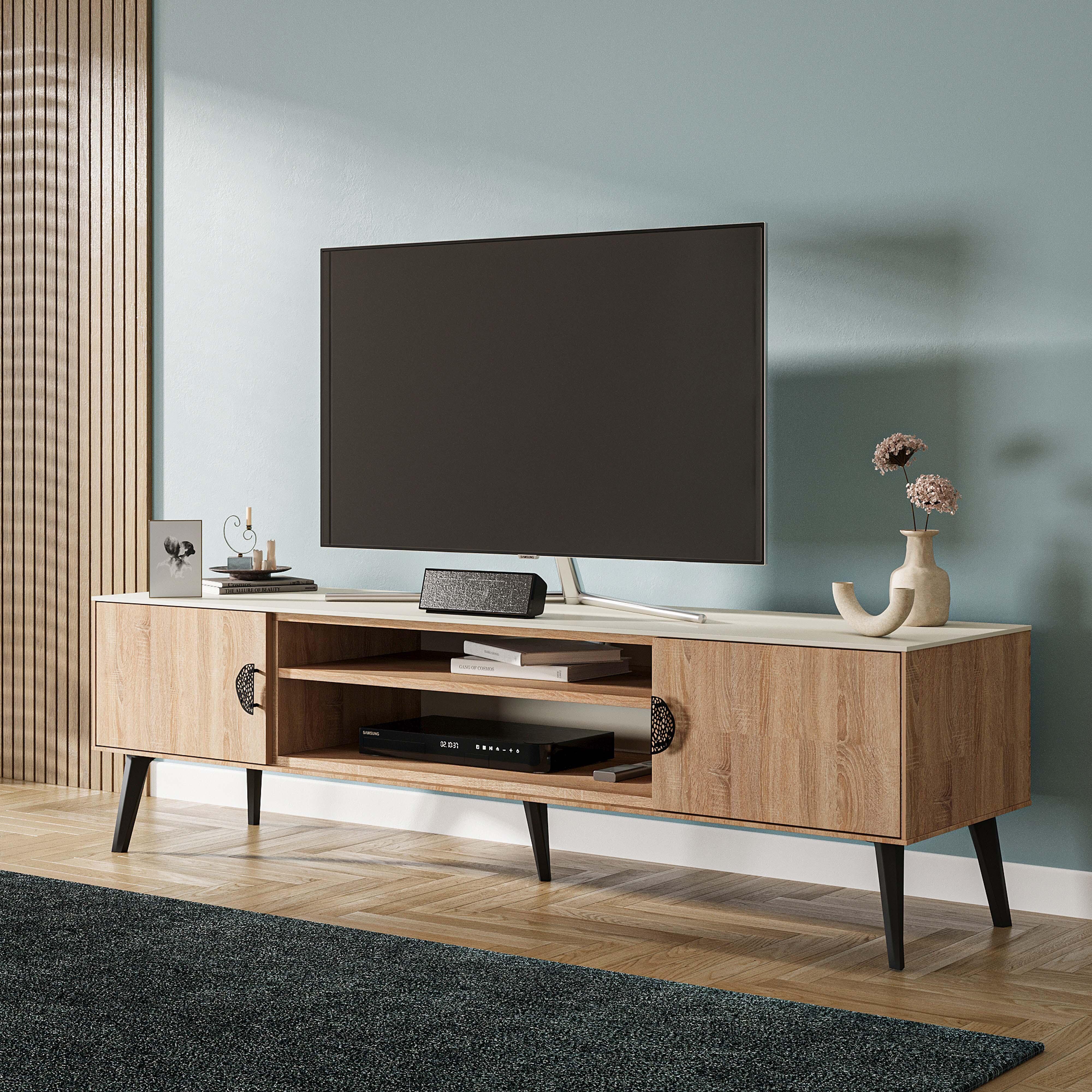 Manhattan Comfort Haley 70.9" TV Stand, Natural, rollover