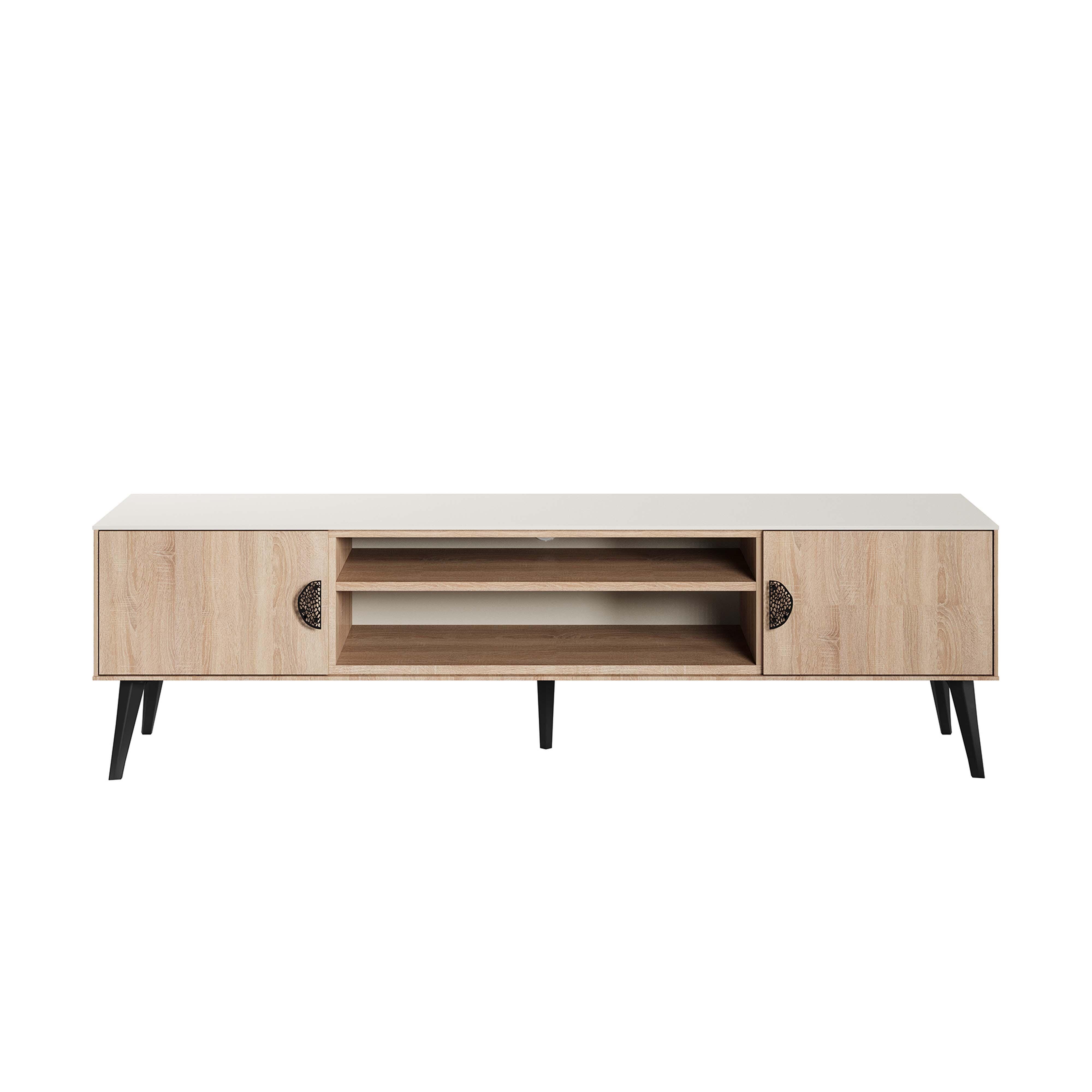 Manhattan Comfort Haley 70.9" TV Stand, Natural, large