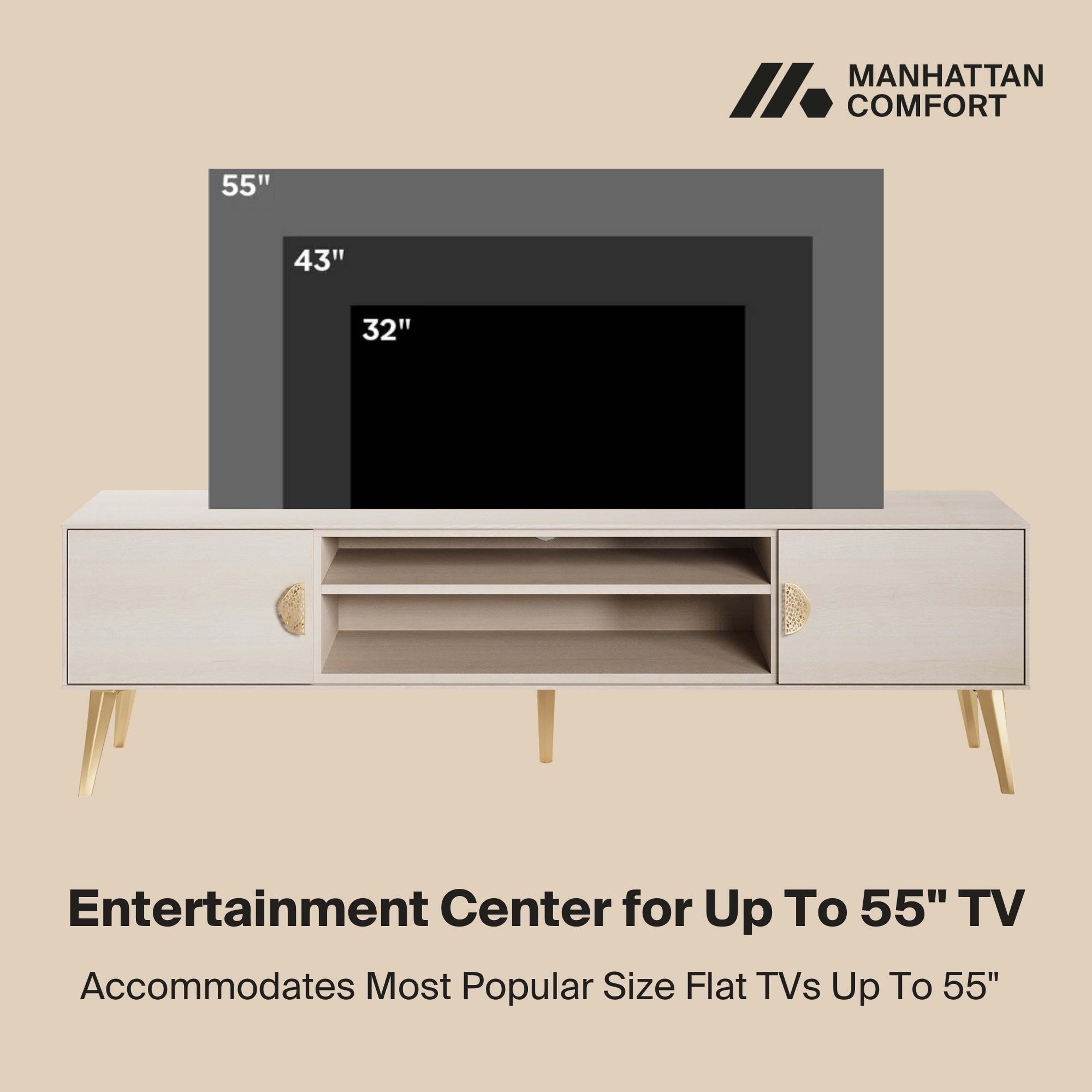 Manhattan Comfort Haley 70.9" TV Stand, White, large