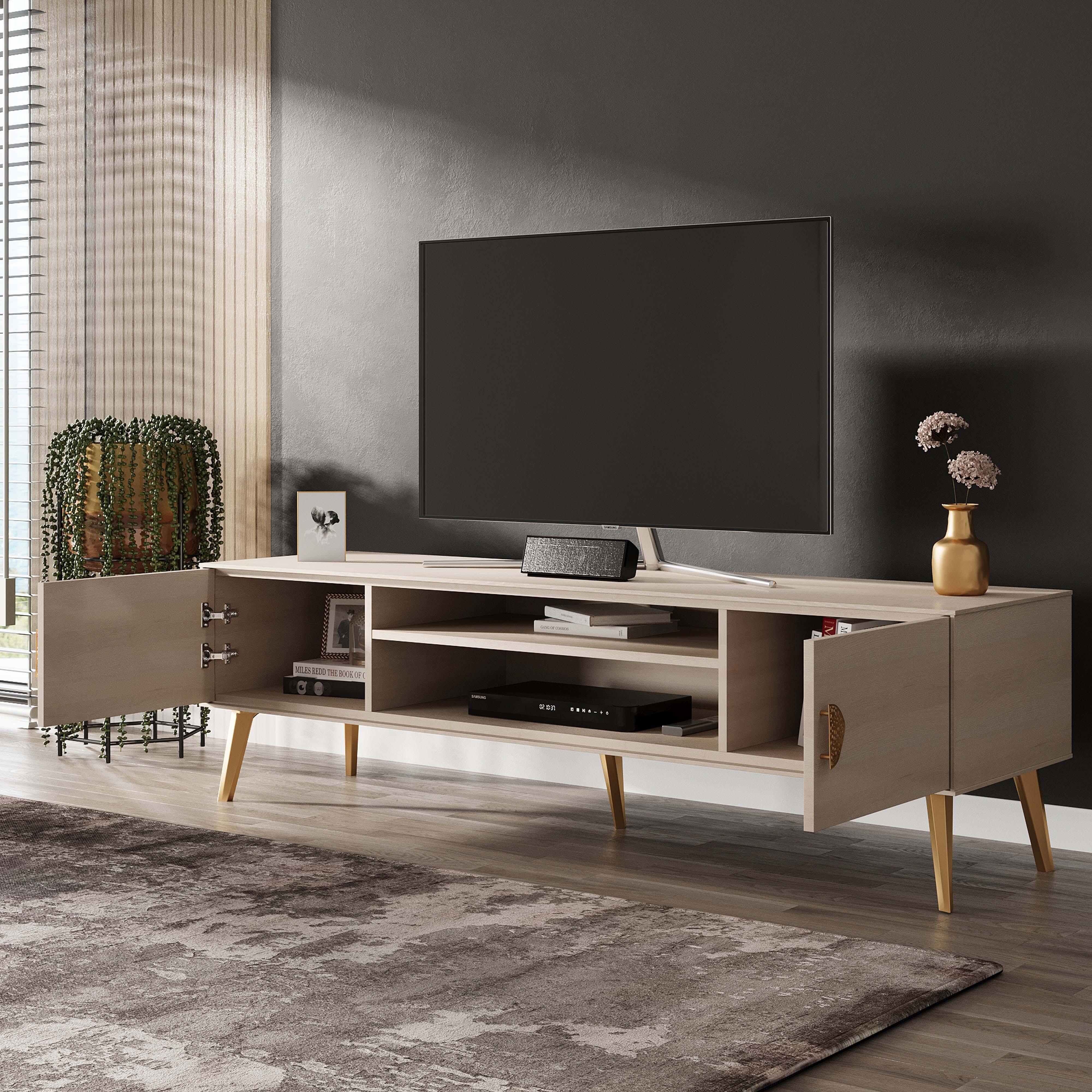 Manhattan Comfort Haley 70.9" TV Stand, White, large