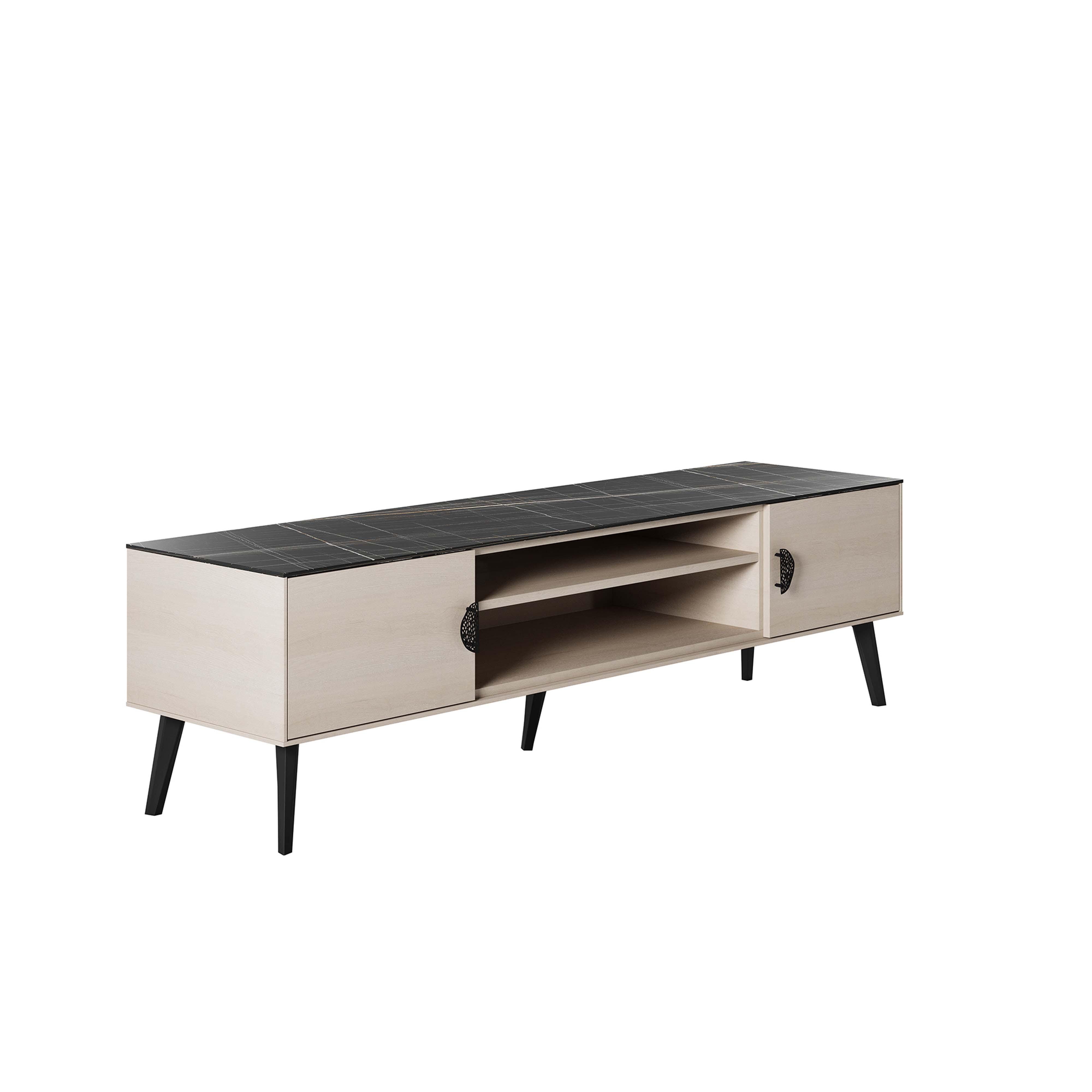 Manhattan Comfort Haley 70.9" TV Stand, White/Black, large