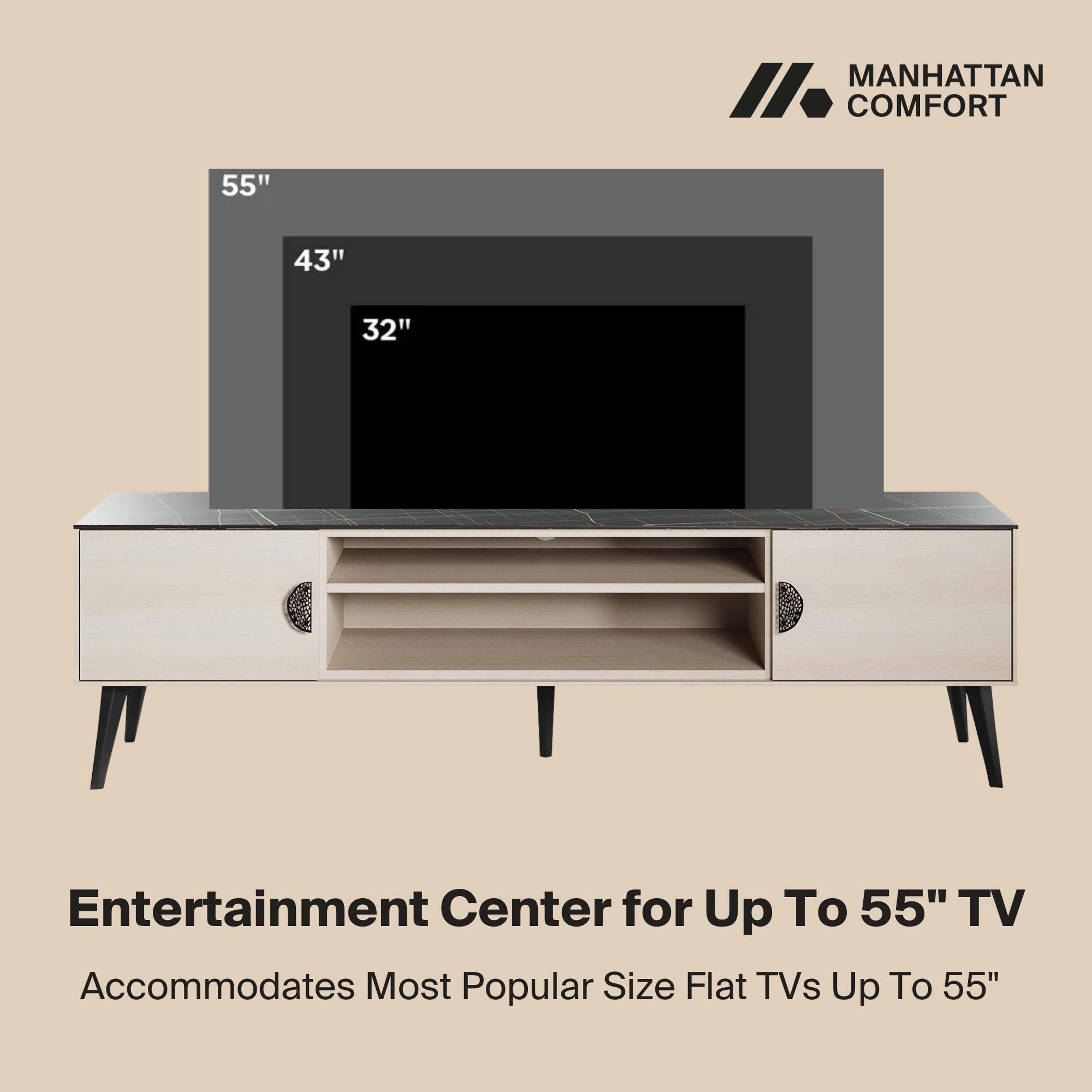 Manhattan Comfort Haley 70.9" TV Stand, White/Black, large