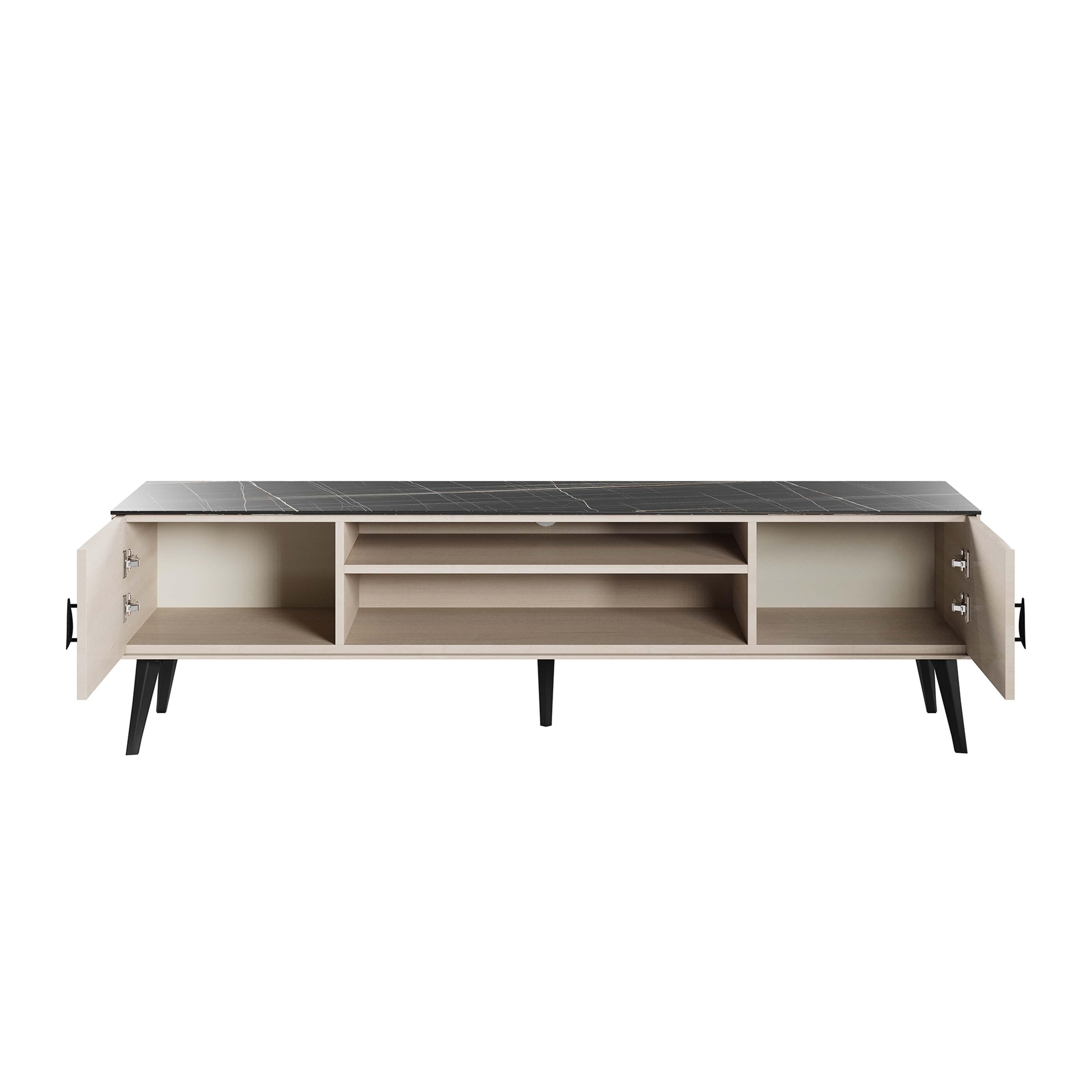 Manhattan Comfort Haley 70.9" TV Stand, White/Black, large