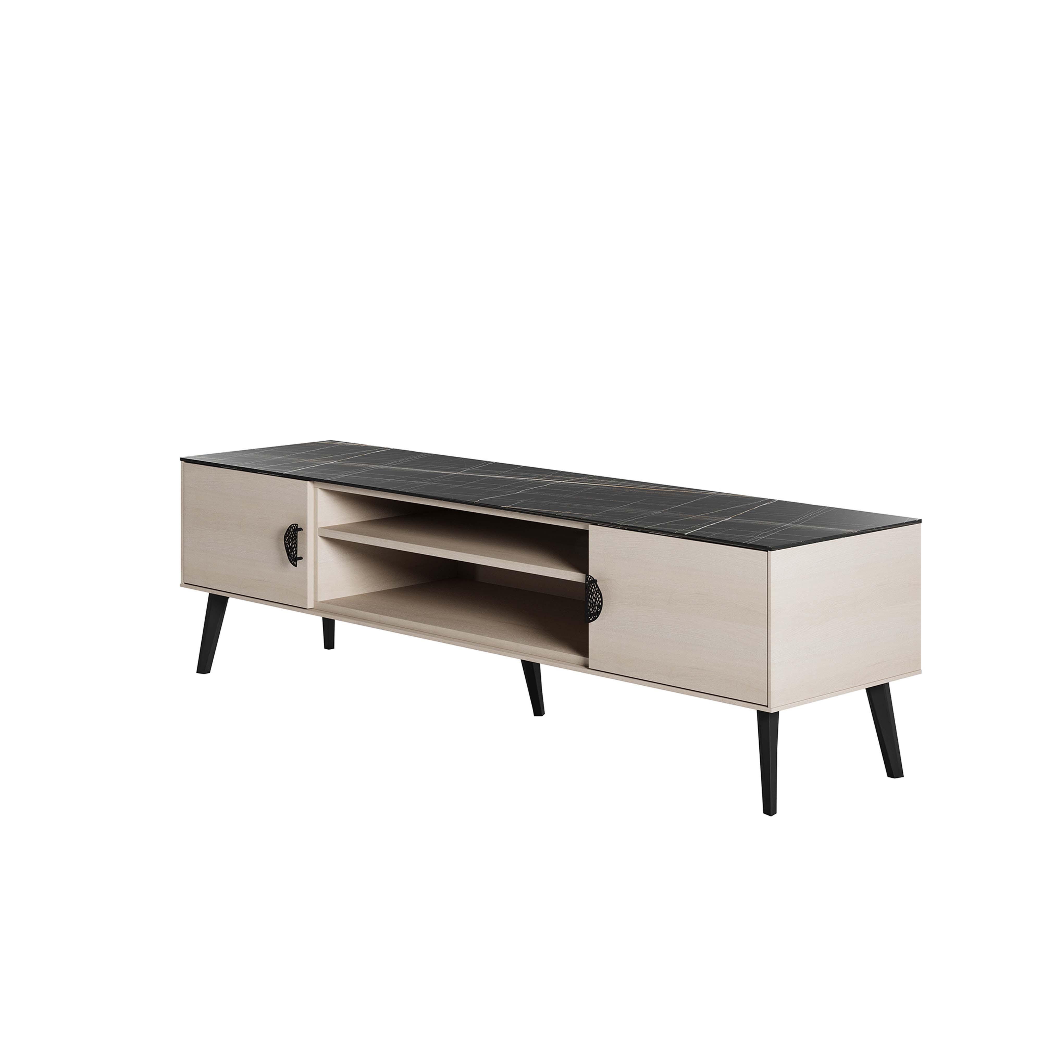 Manhattan Comfort Haley 70.9" TV Stand, White/Black, large