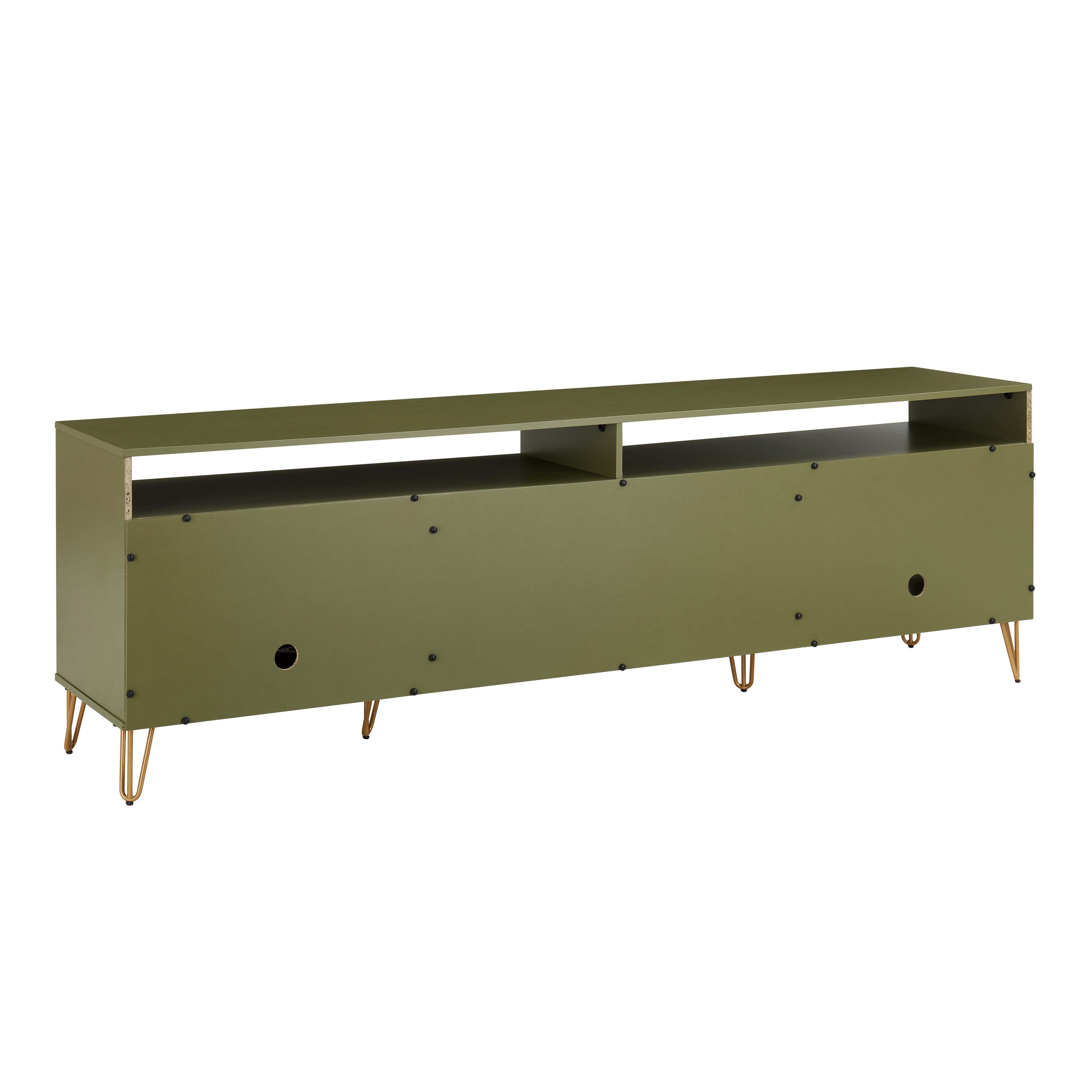 Manhattan Comfort DUMBO 85" TV Stand with 2 Drawers, Olive Green, large