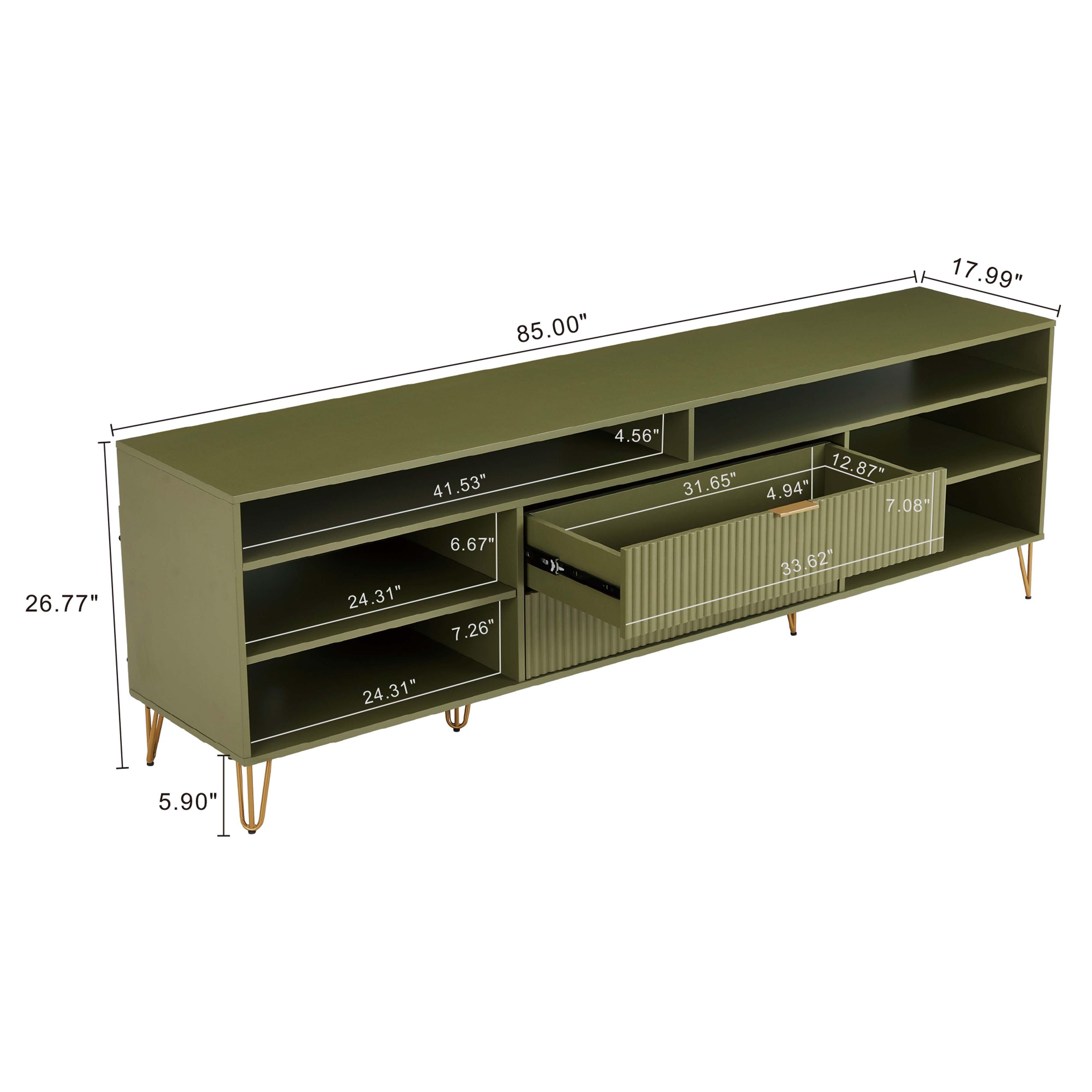 Manhattan Comfort DUMBO 85" TV Stand with 2 Drawers, Olive Green, large