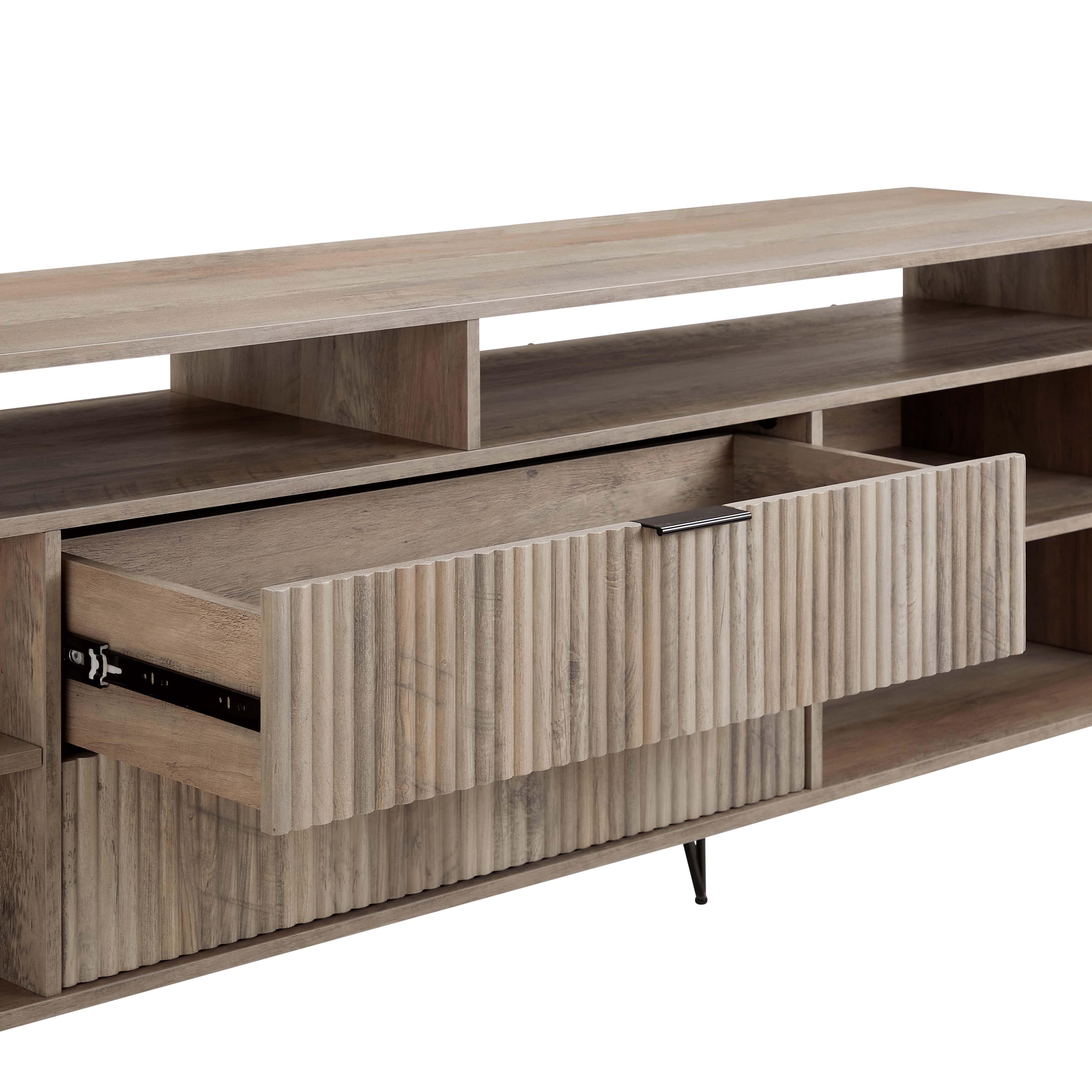 Manhattan Comfort DUMBO 85" TV Stand with 2 Drawers, Rustic Gray, large