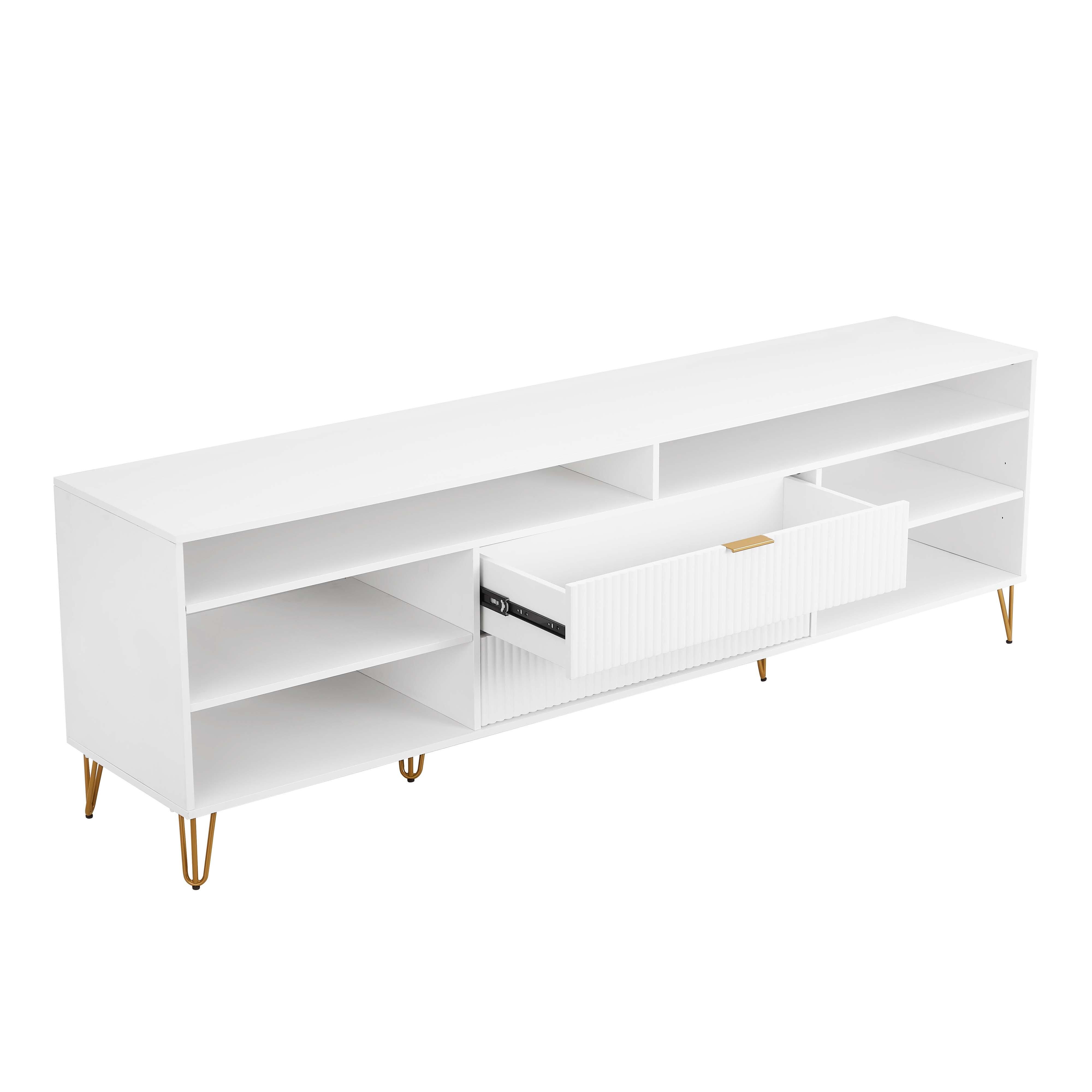 Manhattan Comfort DUMBO 85" TV Stand with 2 Drawers, White, large