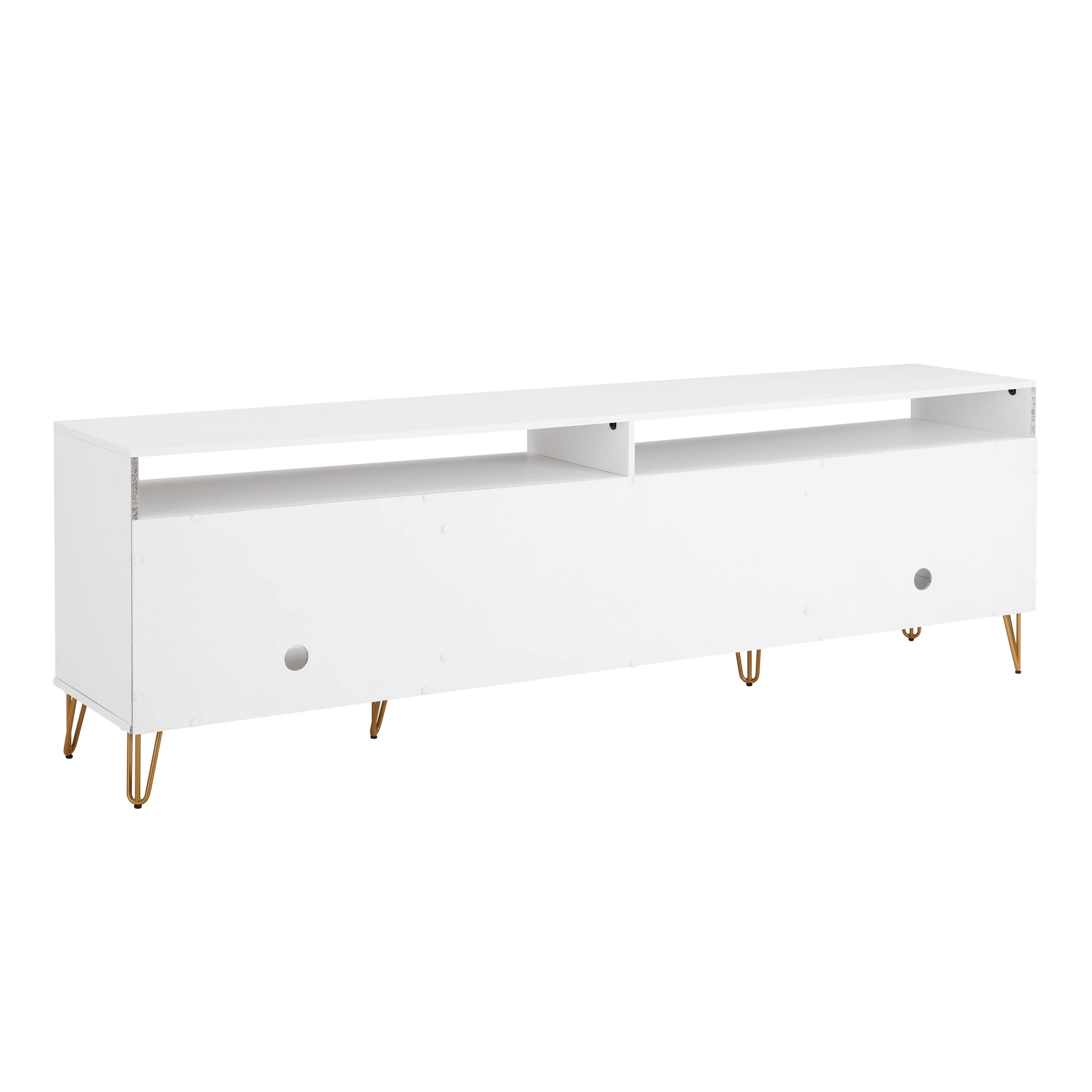 Manhattan Comfort DUMBO 85" TV Stand with 2 Drawers, White, large
