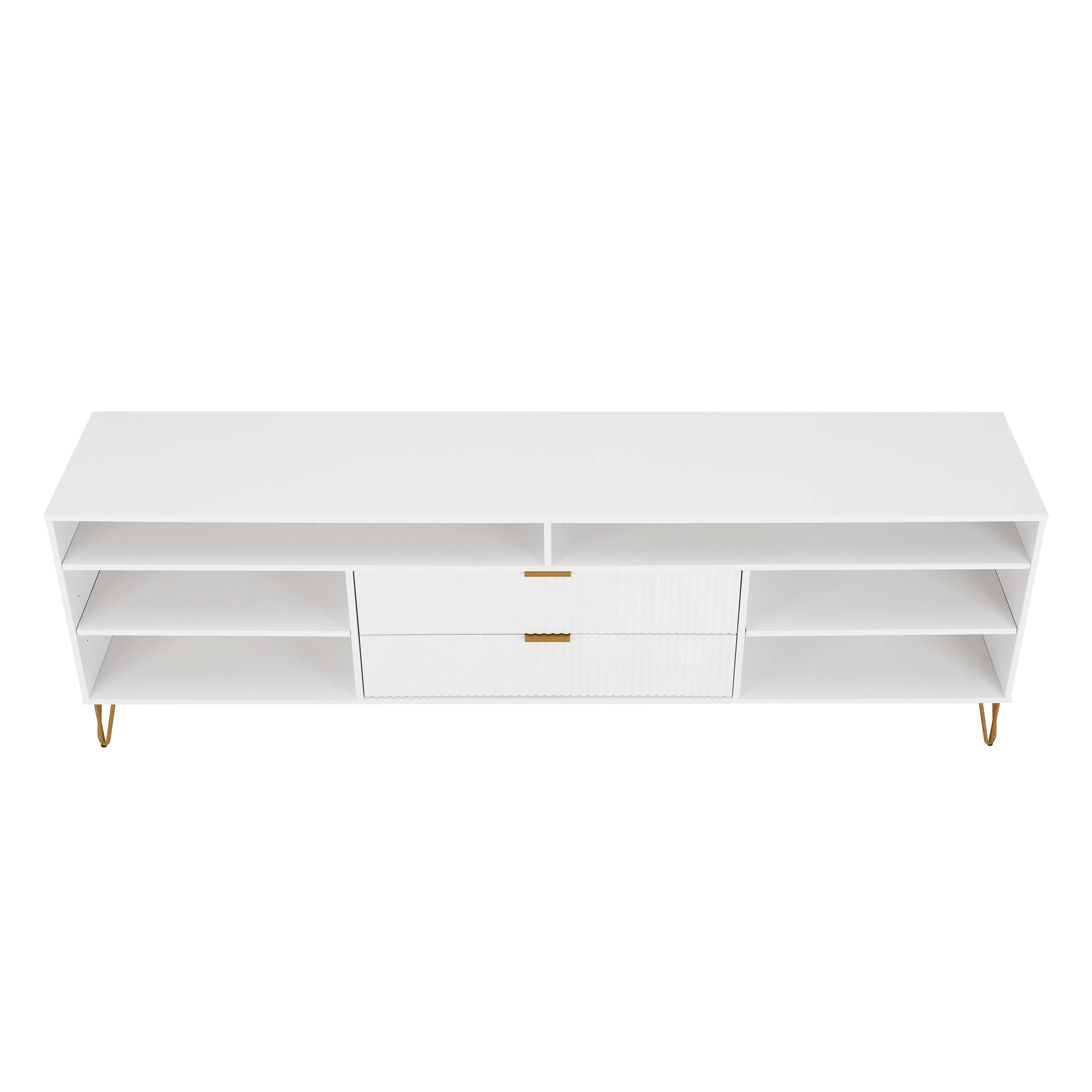 Manhattan Comfort DUMBO 85" TV Stand with 2 Drawers, White, large