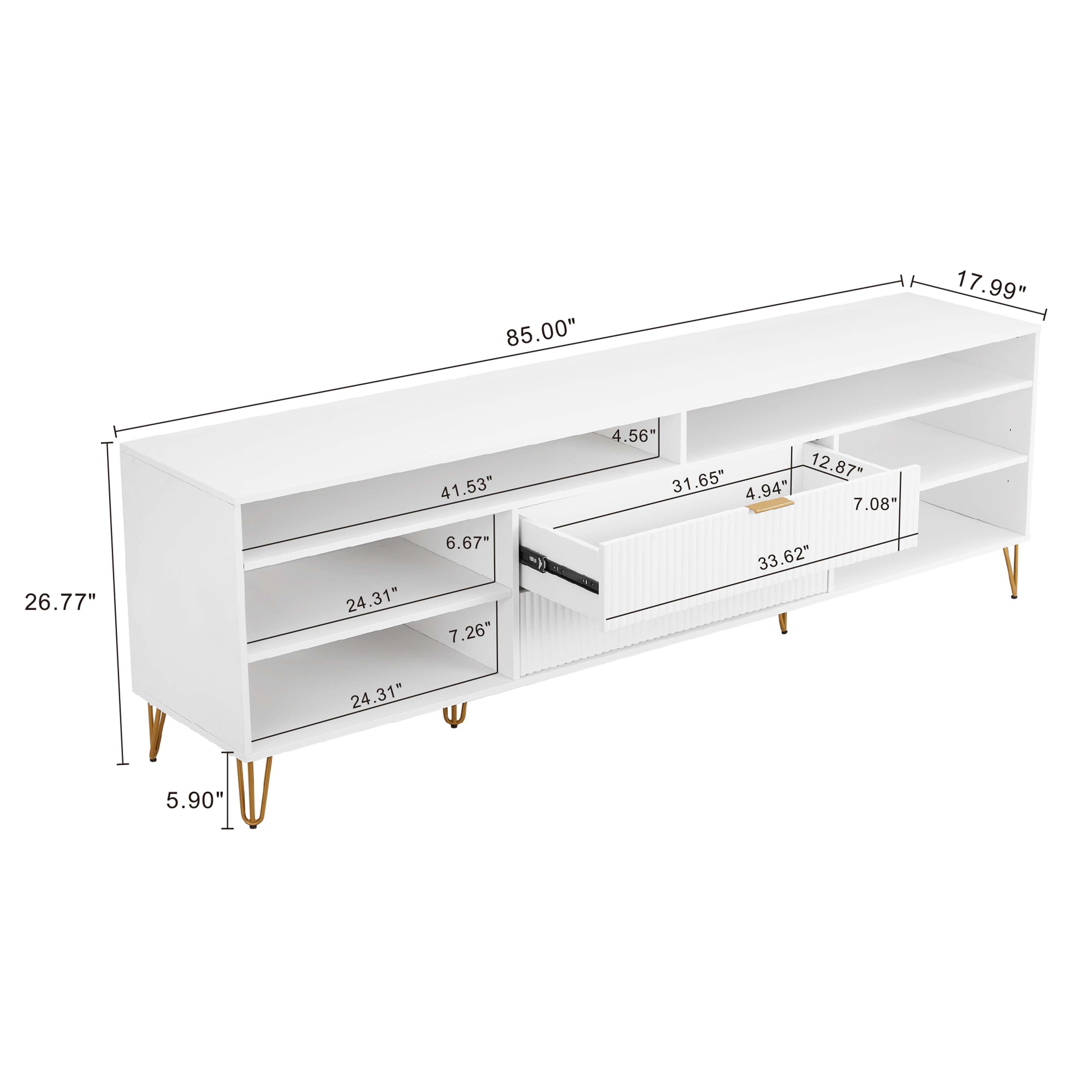 Manhattan Comfort DUMBO 85" TV Stand with 2 Drawers, White, large