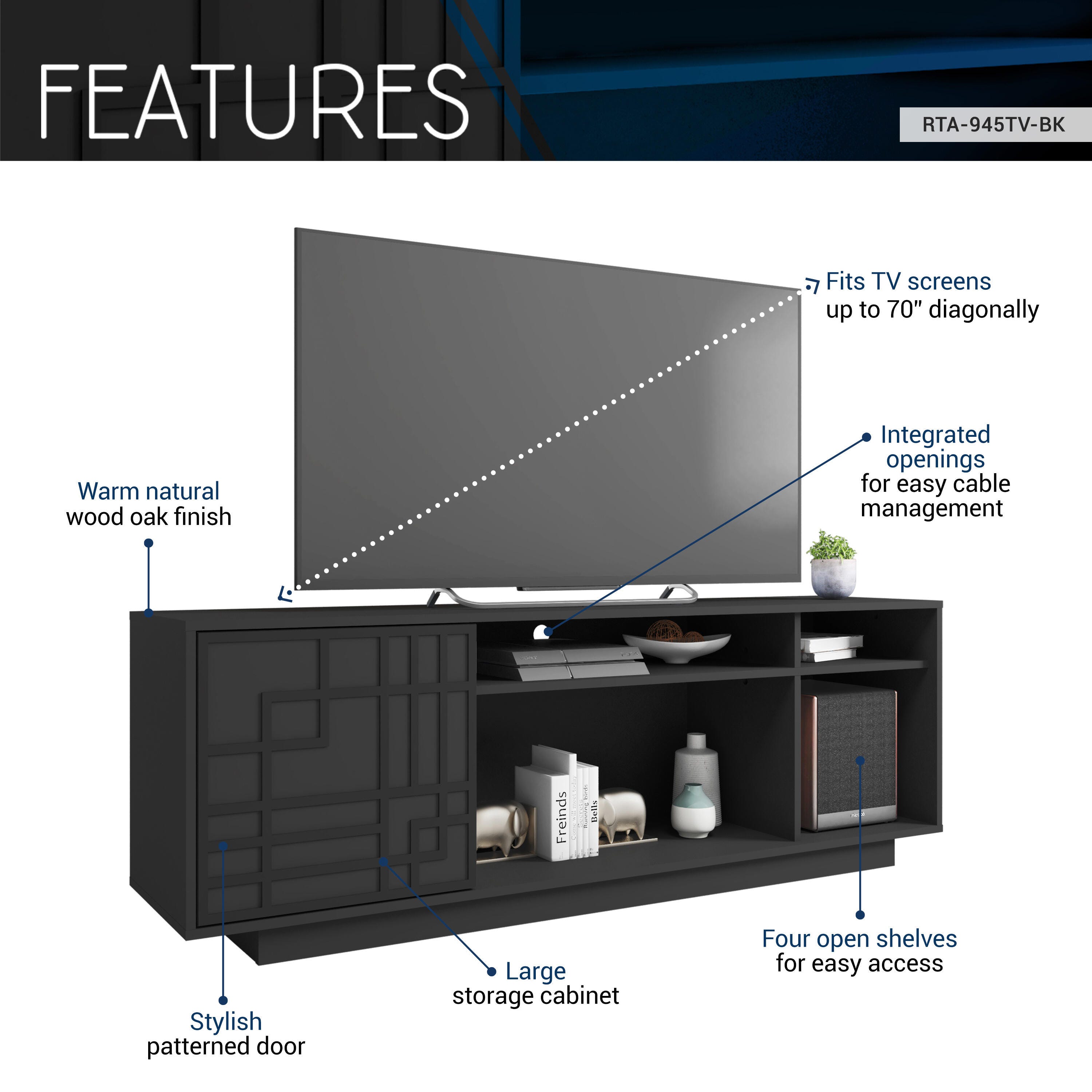 Techni Mobili 63" TV Stand, , large