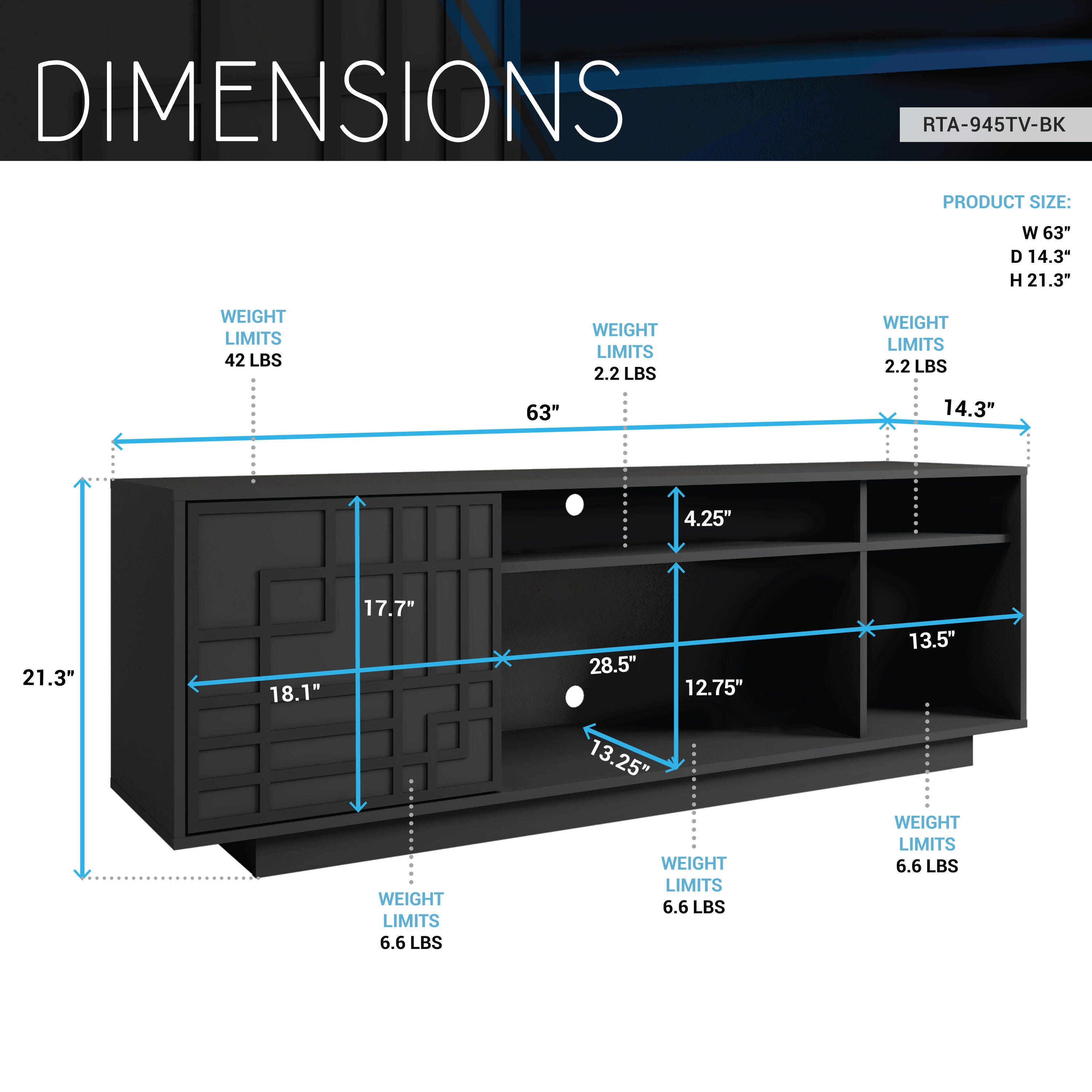 Techni Mobili 63" TV Stand, , large
