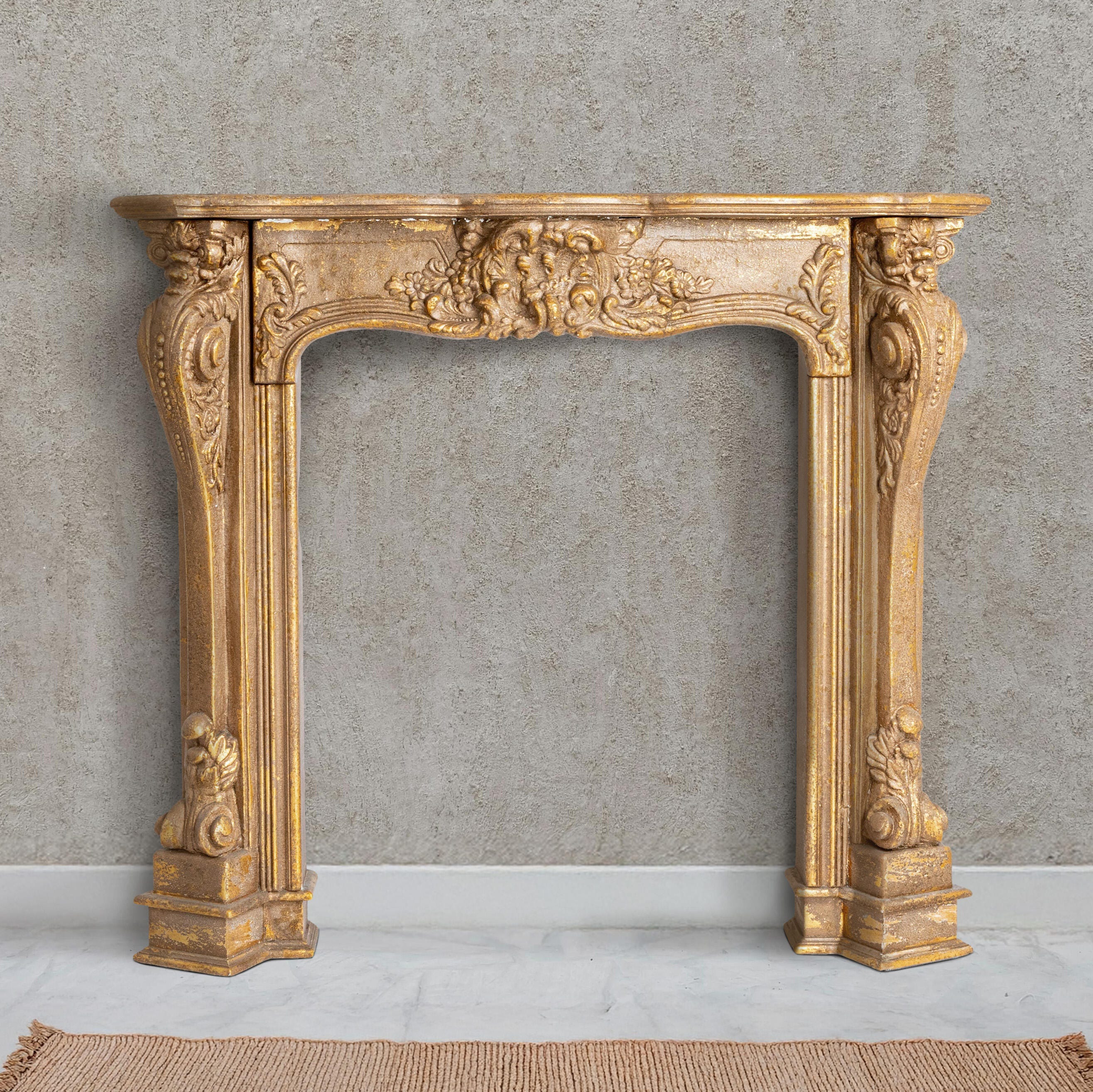 Storied Home Decorative 11" Fireplace Mantel, Gold, rollover
