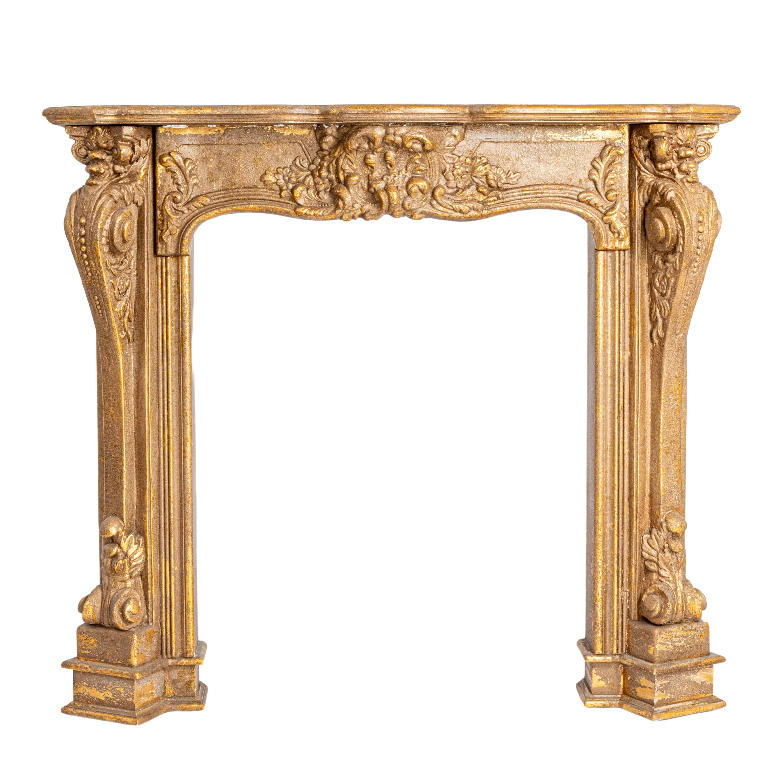 Storied Home Decorative 11" Fireplace Mantel, Gold, large