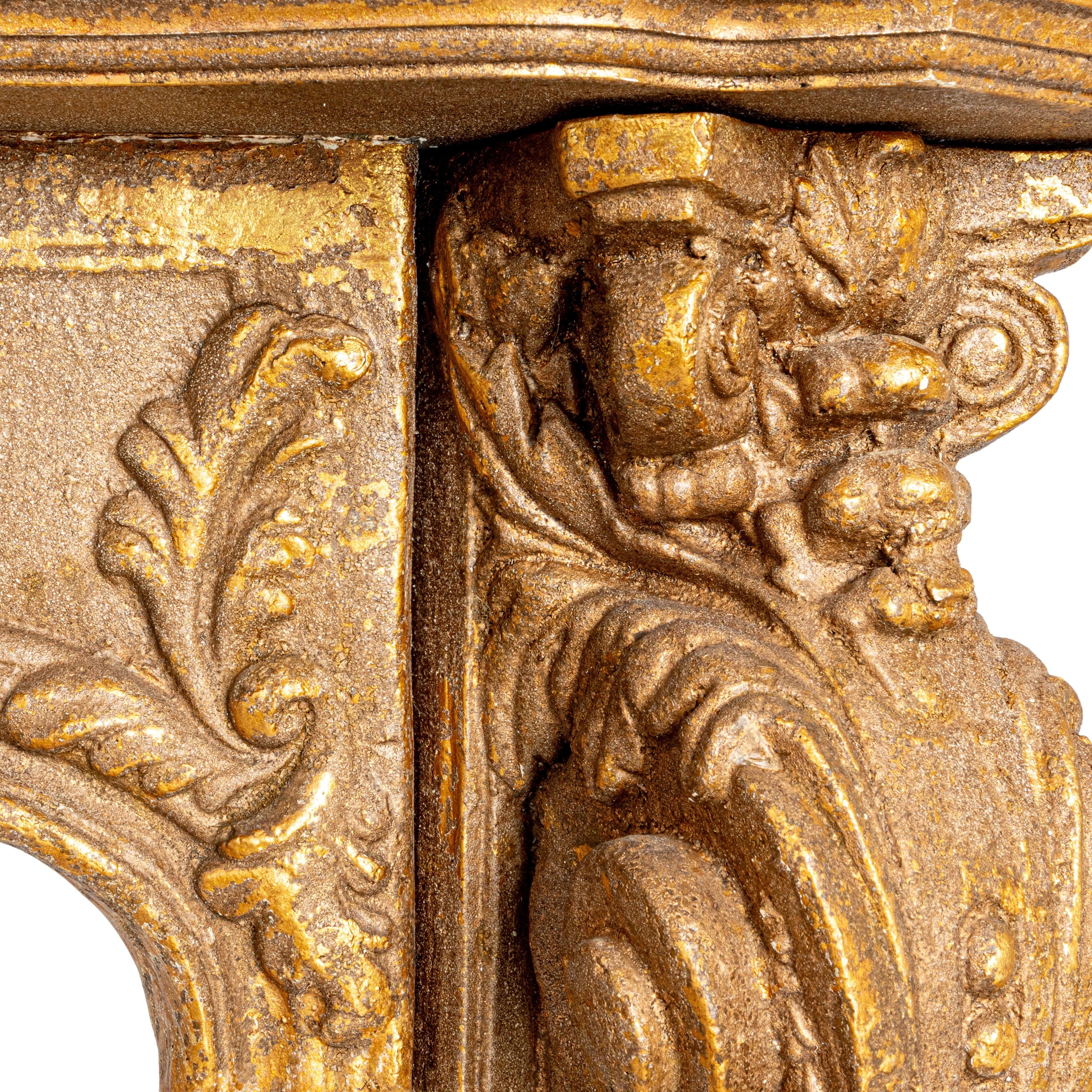 Storied Home Decorative 11" Fireplace Mantel, Gold, large