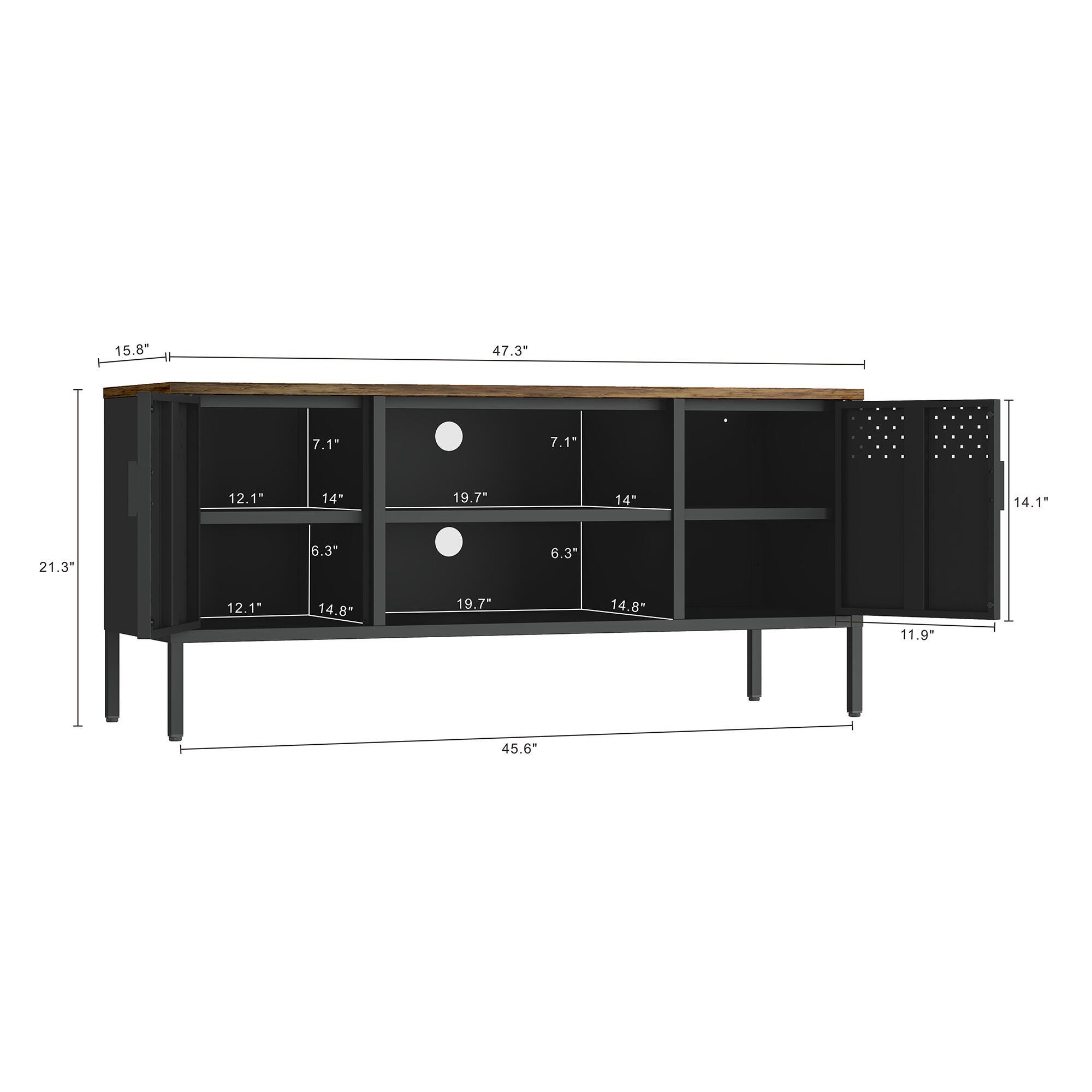 Manhattan Comfort Landen 47" TV Stand, Black, large