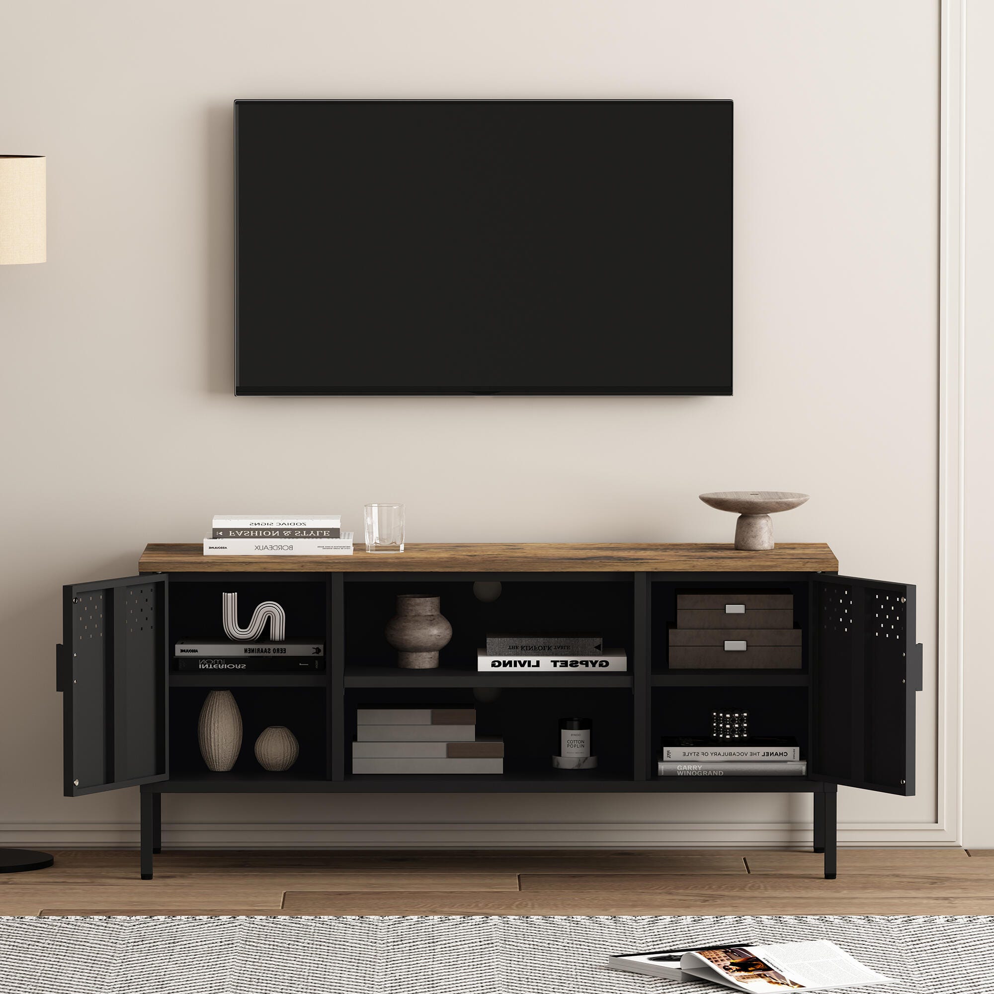 Manhattan Comfort Landen 47" TV Stand, Black, large