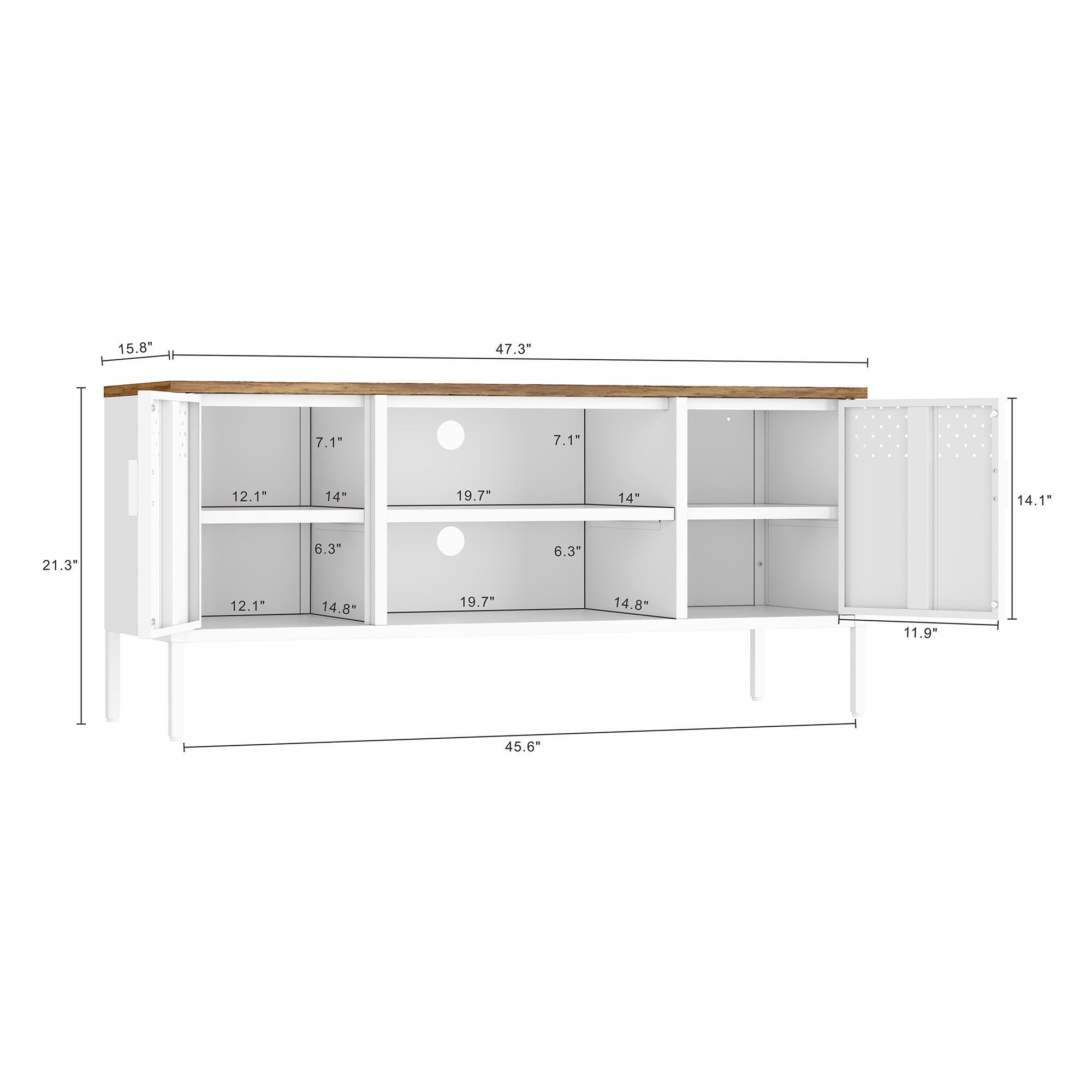 Manhattan Comfort Landen 47" TV Stand, White, large
