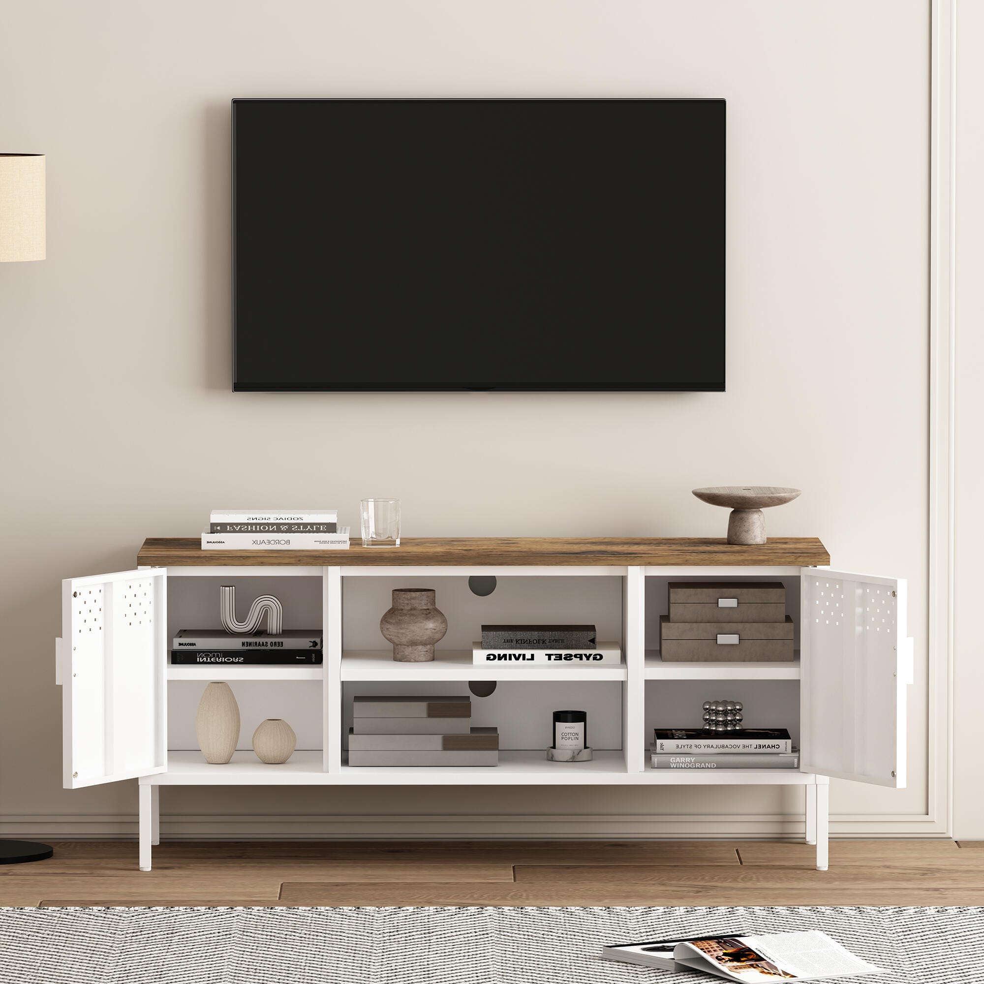 Manhattan Comfort Landen 47" TV Stand, White, large
