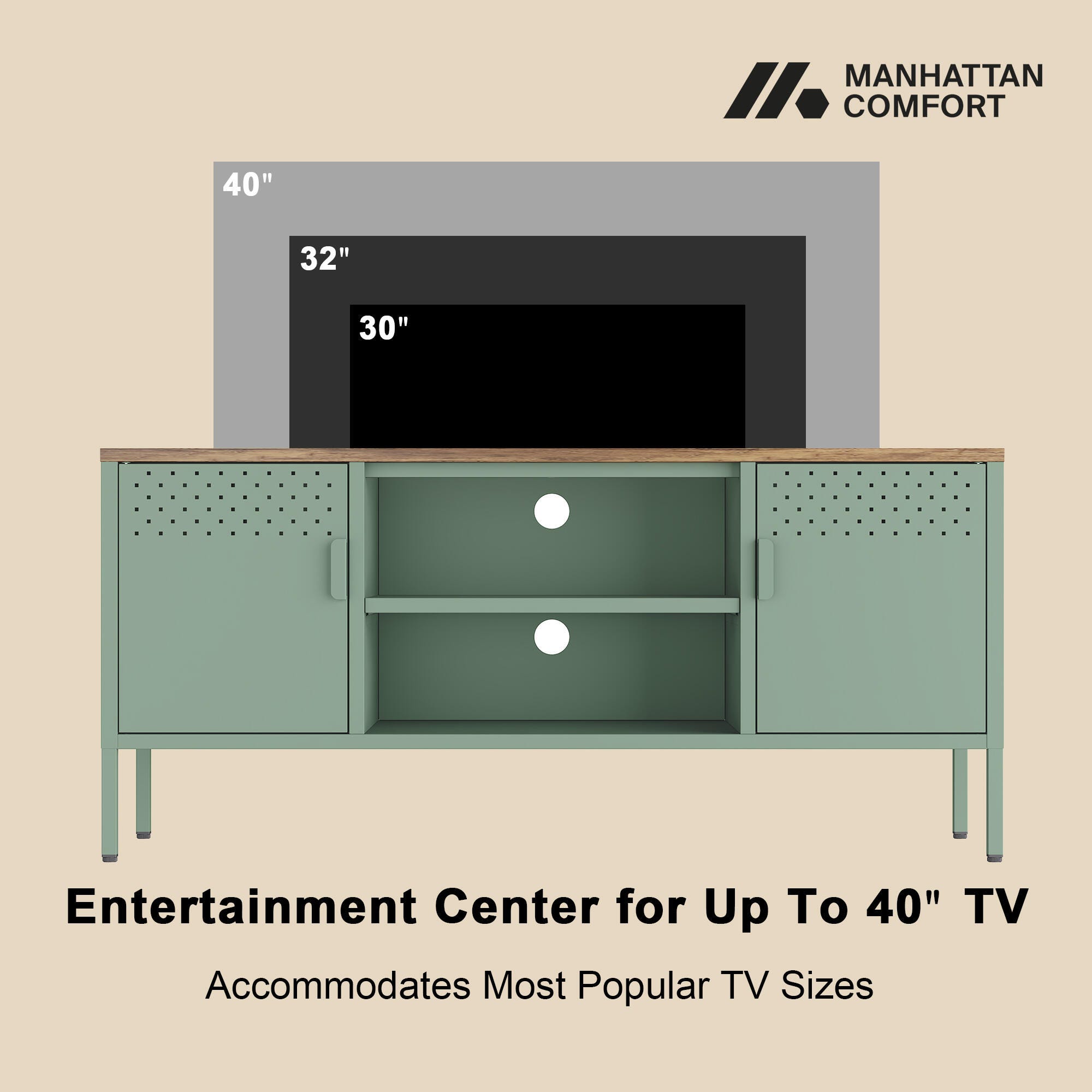Manhattan Comfort Landen 47" TV Stand, Green, large