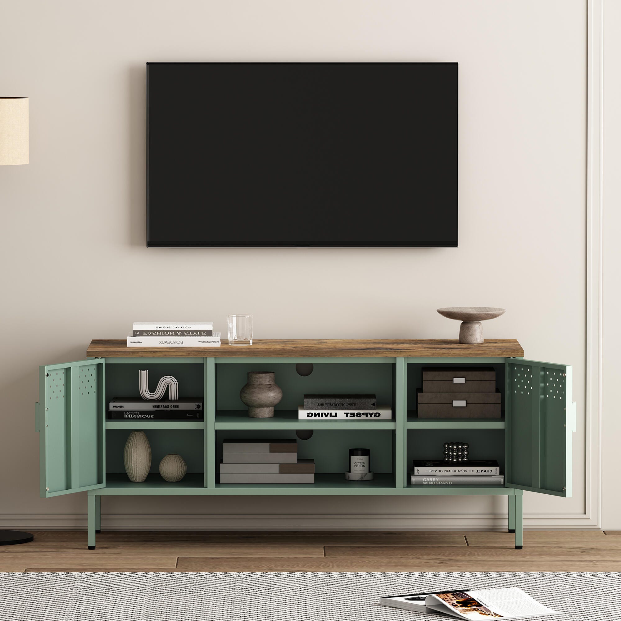 Manhattan Comfort Landen 47" TV Stand, Green, large