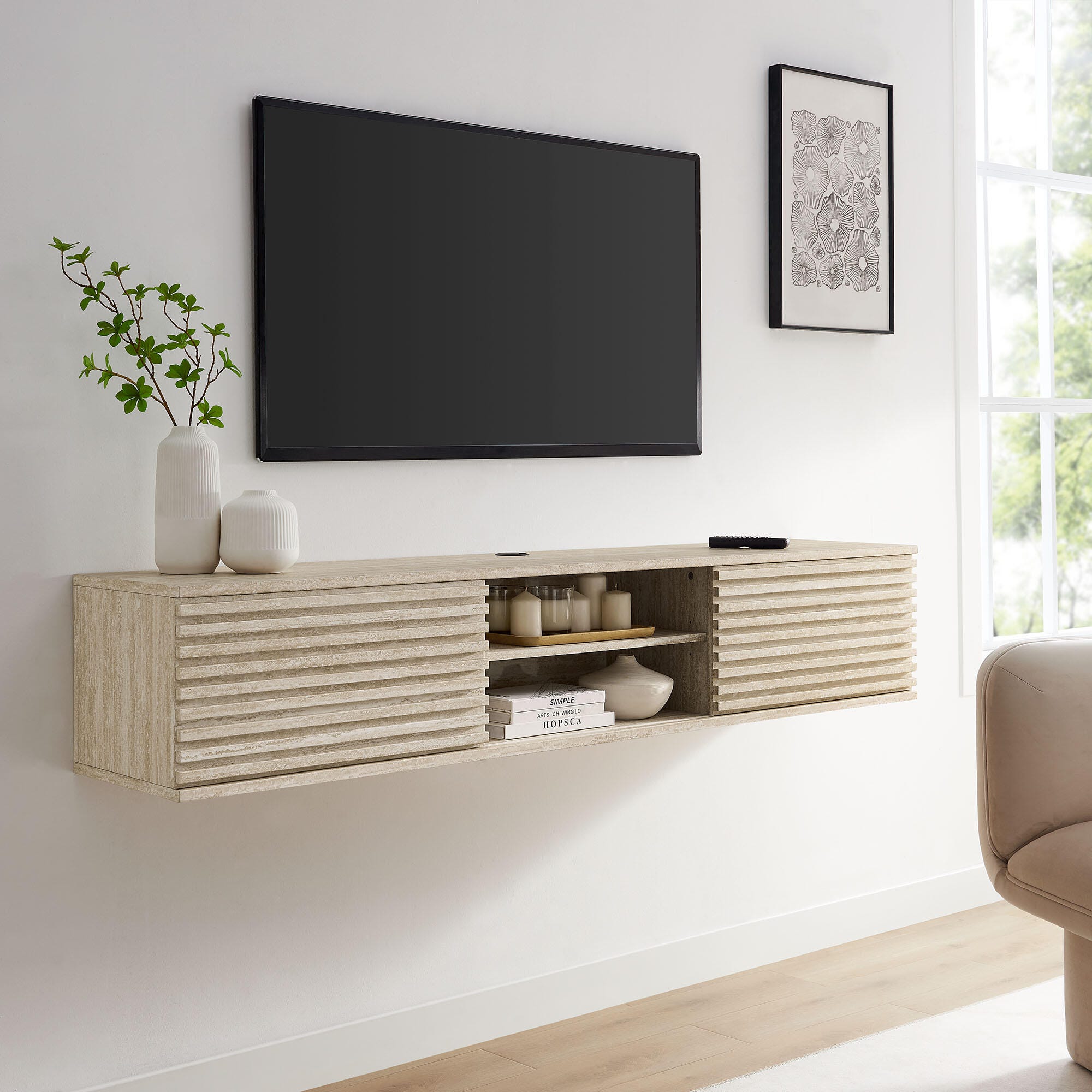 Modway Render 71 Wall Mount TV Stand