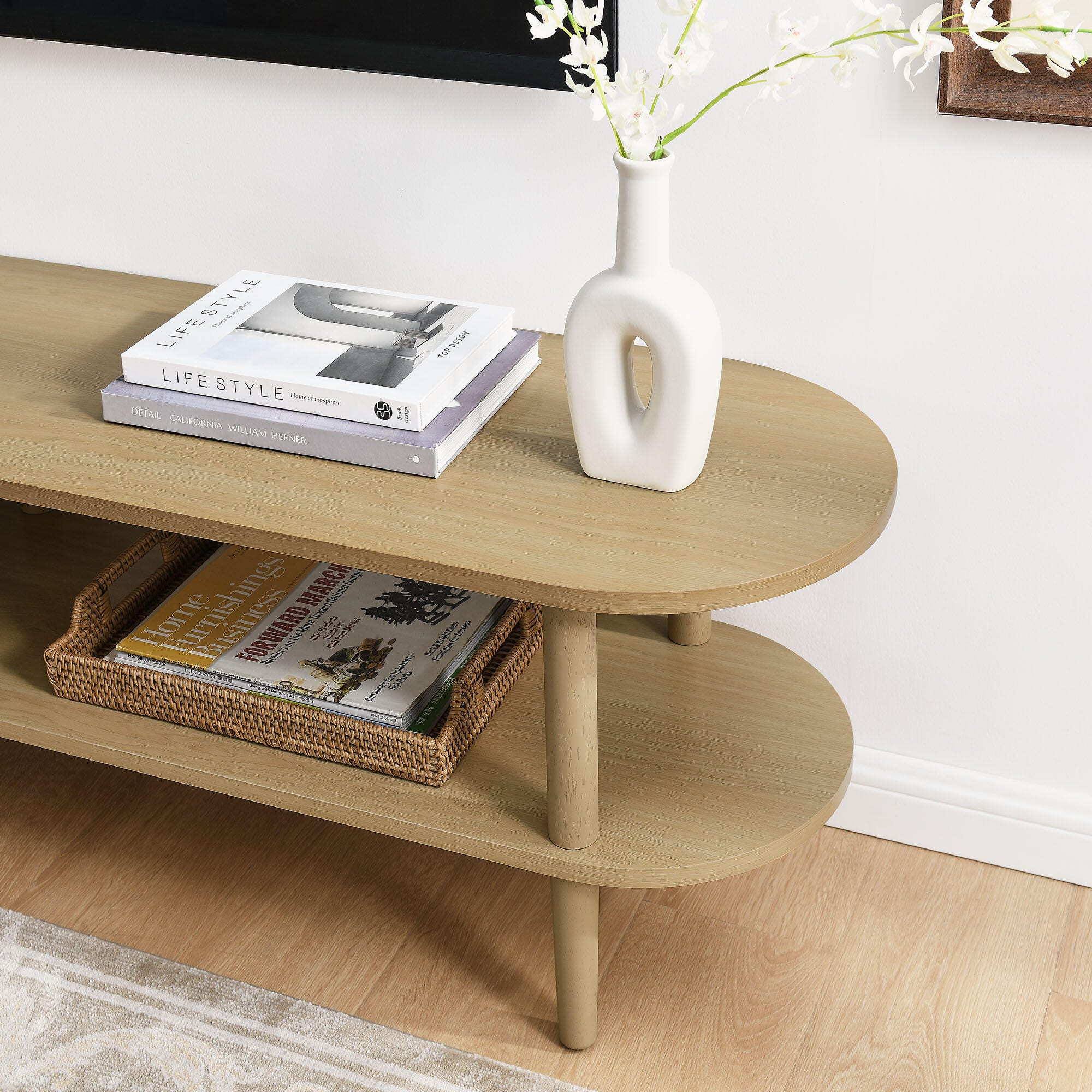 Modway Torus 70" TV Stand, Light Oak, large