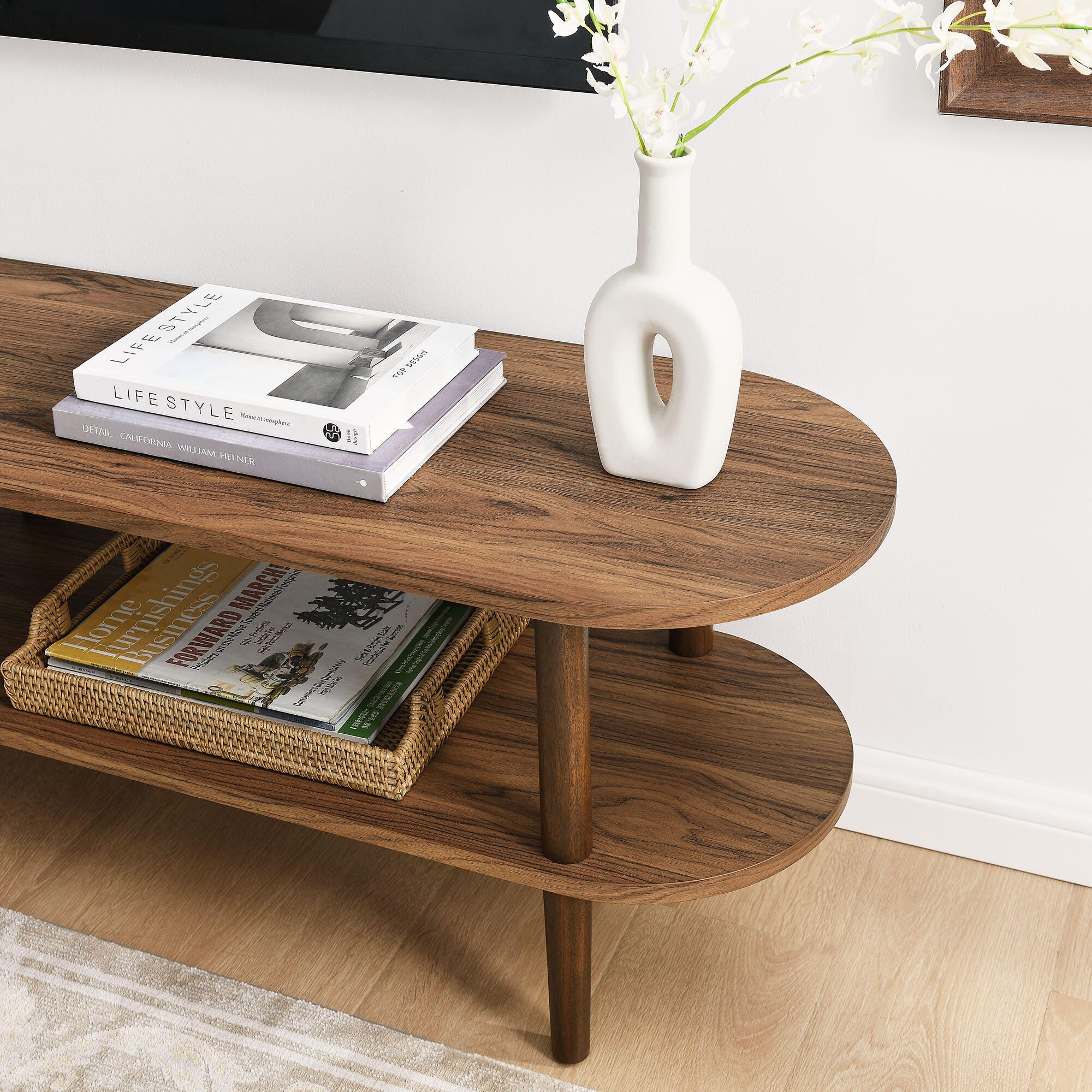 Modway Torus 70" TV Stand, Walnut, large