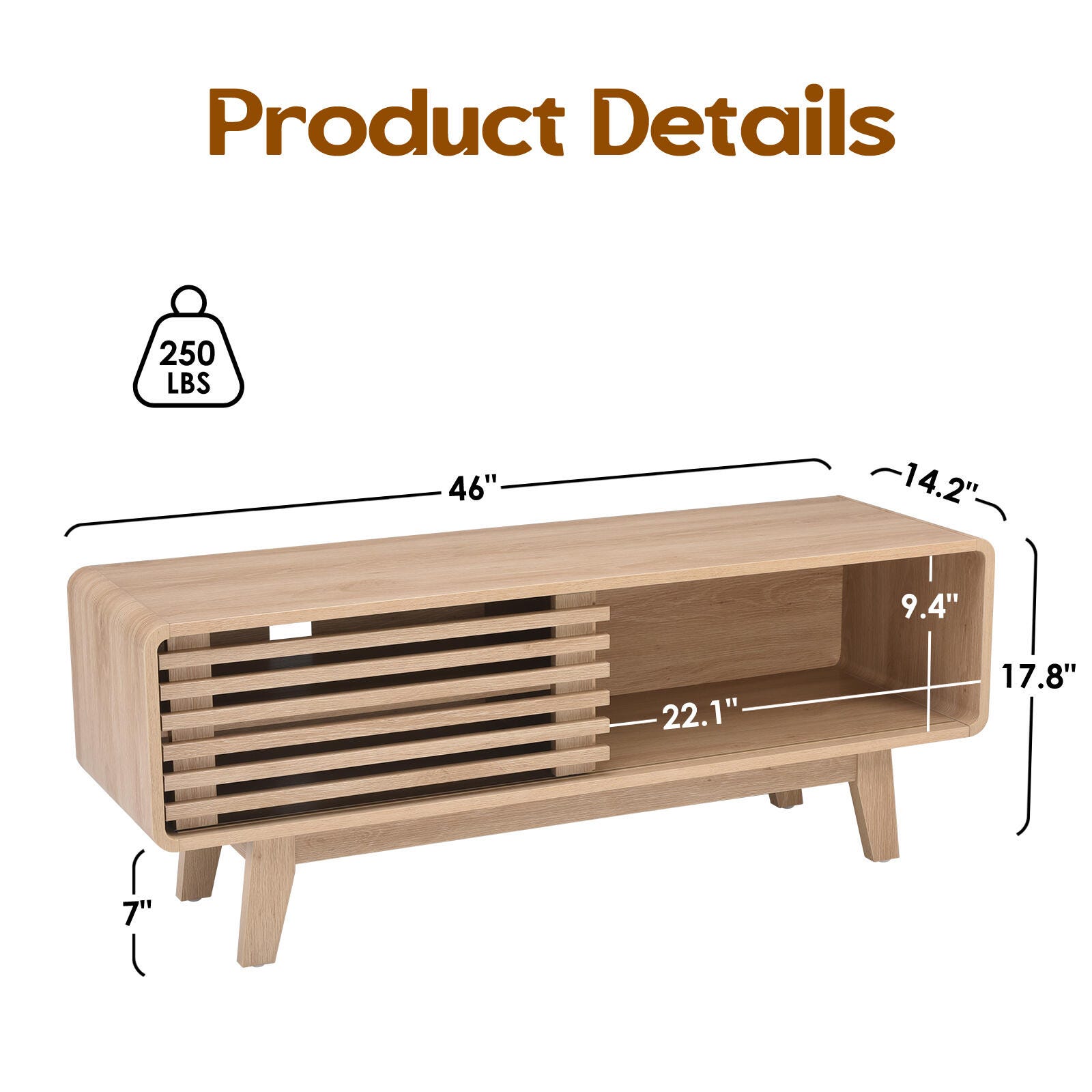 Dovelina Livoura 46" TV Stand, Natural, large