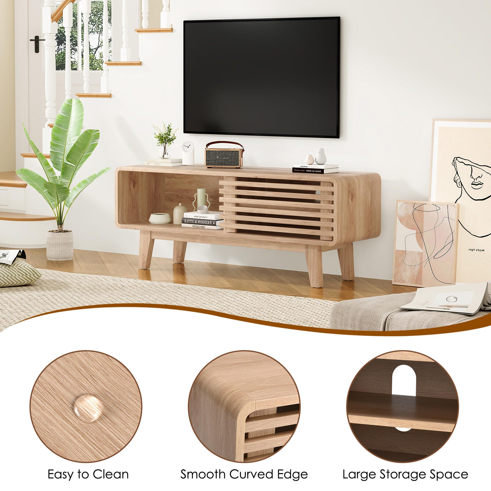 Dovelina Livoura 46" TV Stand, Natural, large