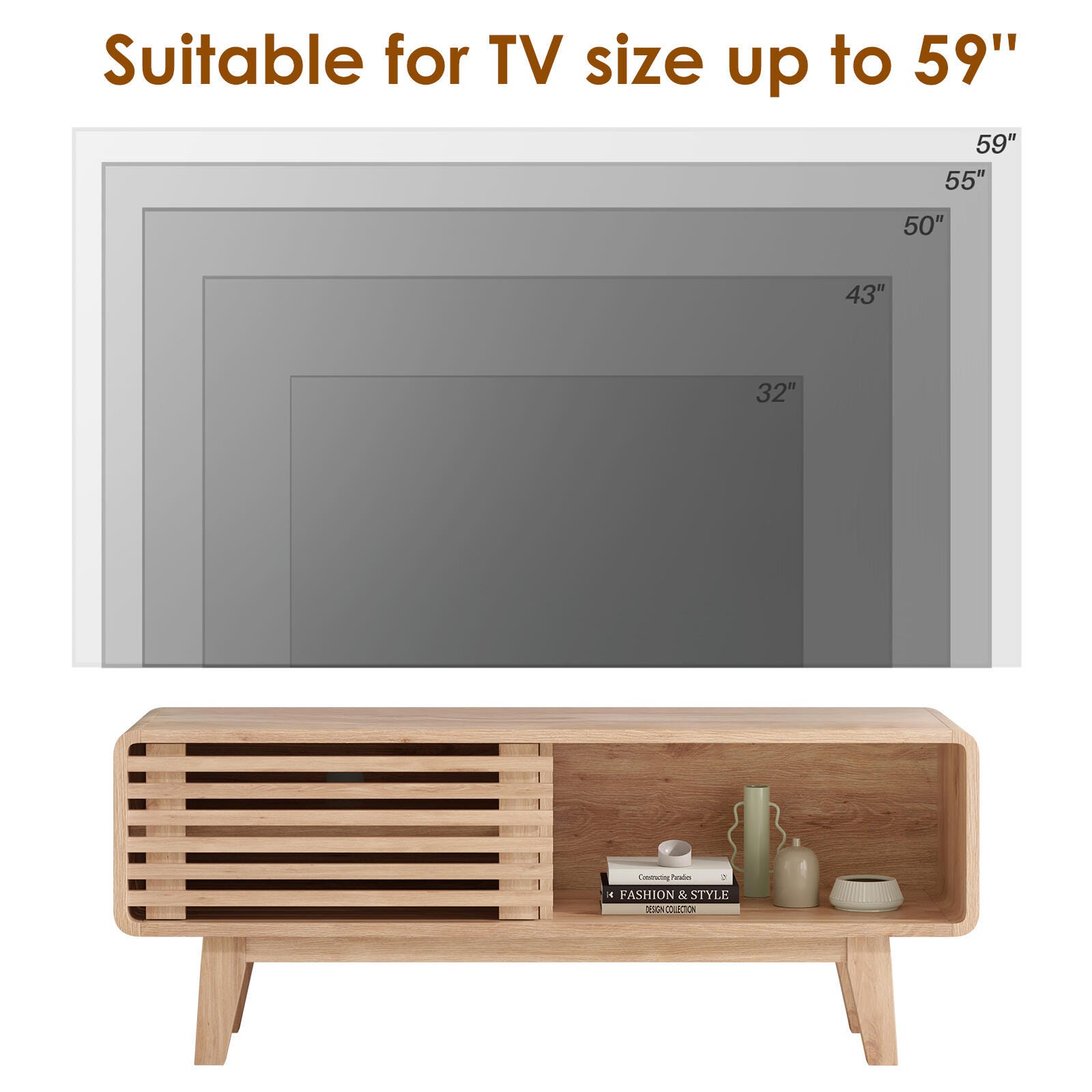 Dovelina Livoura 46" TV Stand, Natural, large