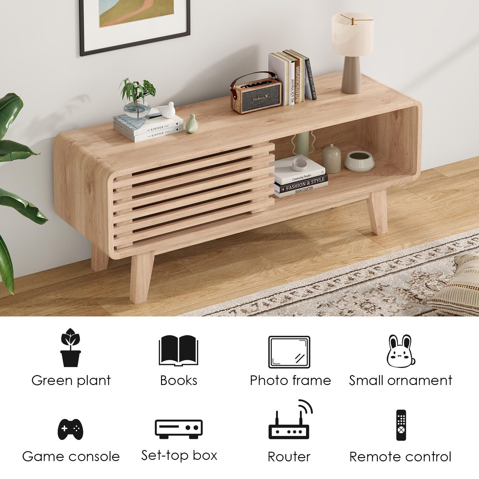 Dovelina Livoura 46" TV Stand, Natural, large