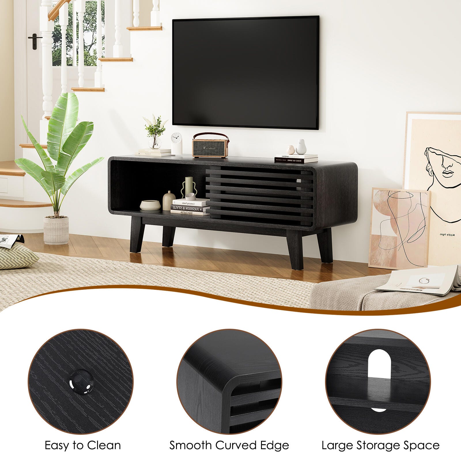 Dovelina Livoura 46" TV Stand, Black, large