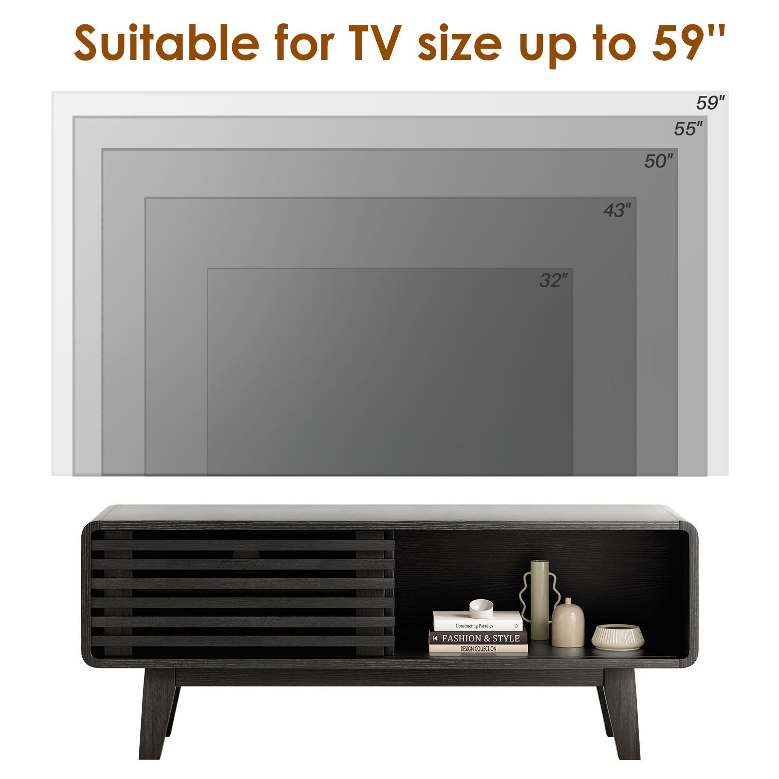 Dovelina Livoura 46" TV Stand, Black, large