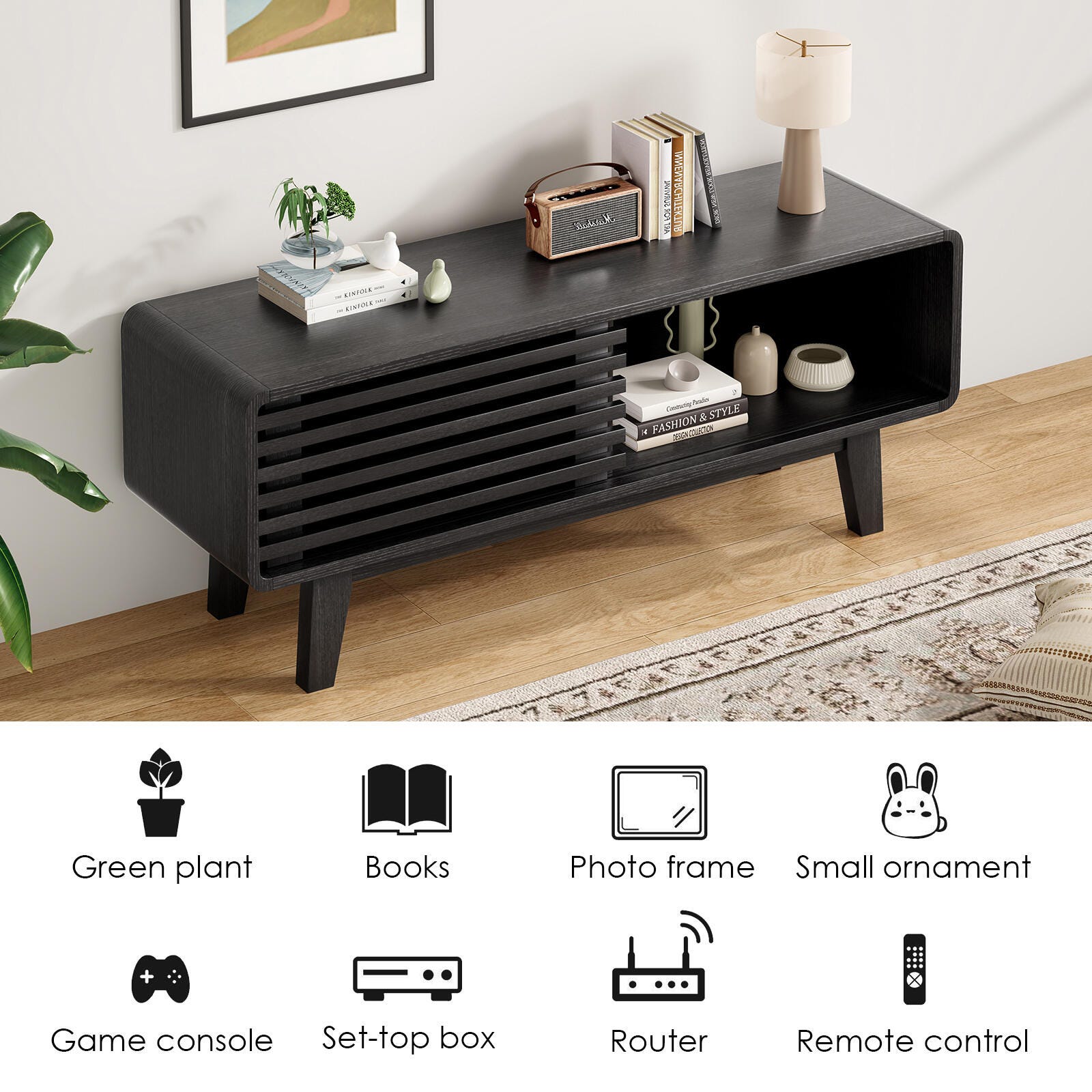 Dovelina Livoura 46" TV Stand, Black, large