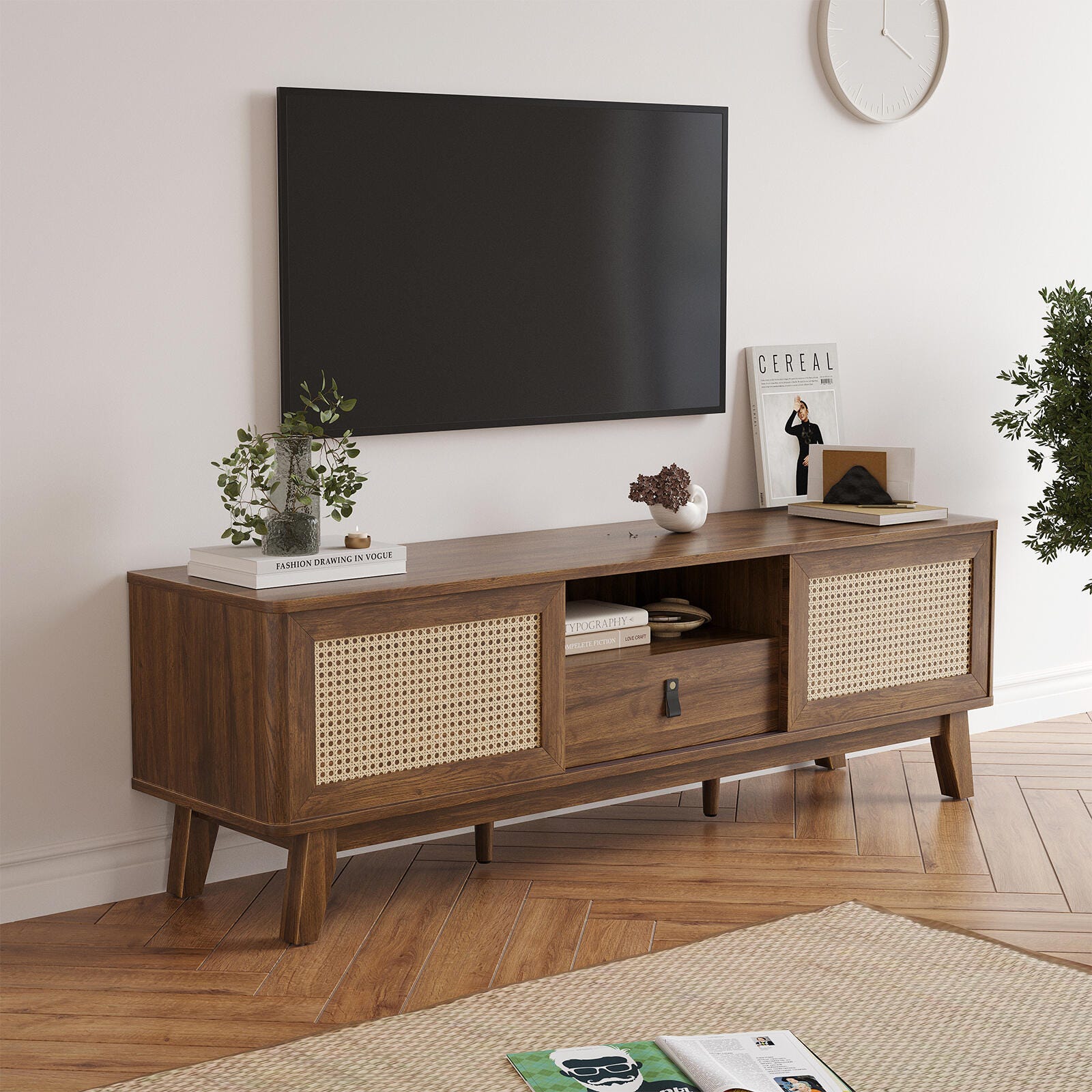 Dovelina Livoura 59" TV Stand, Walnut, large